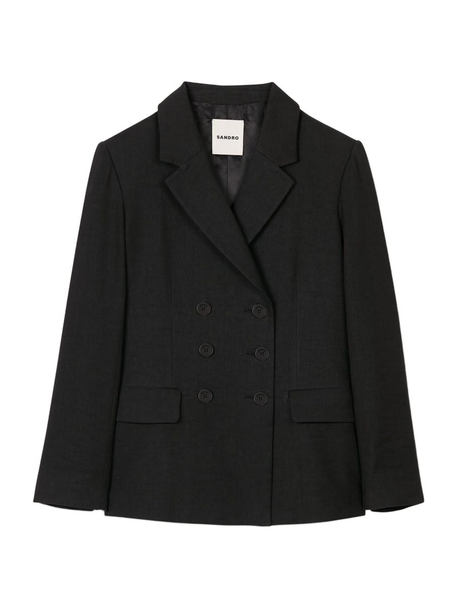 【海外限定】Sandroジャケット☆Relaxed-Fit Double-Breasted Co Double-breasted suit jacket white / beige For Women | Sandro