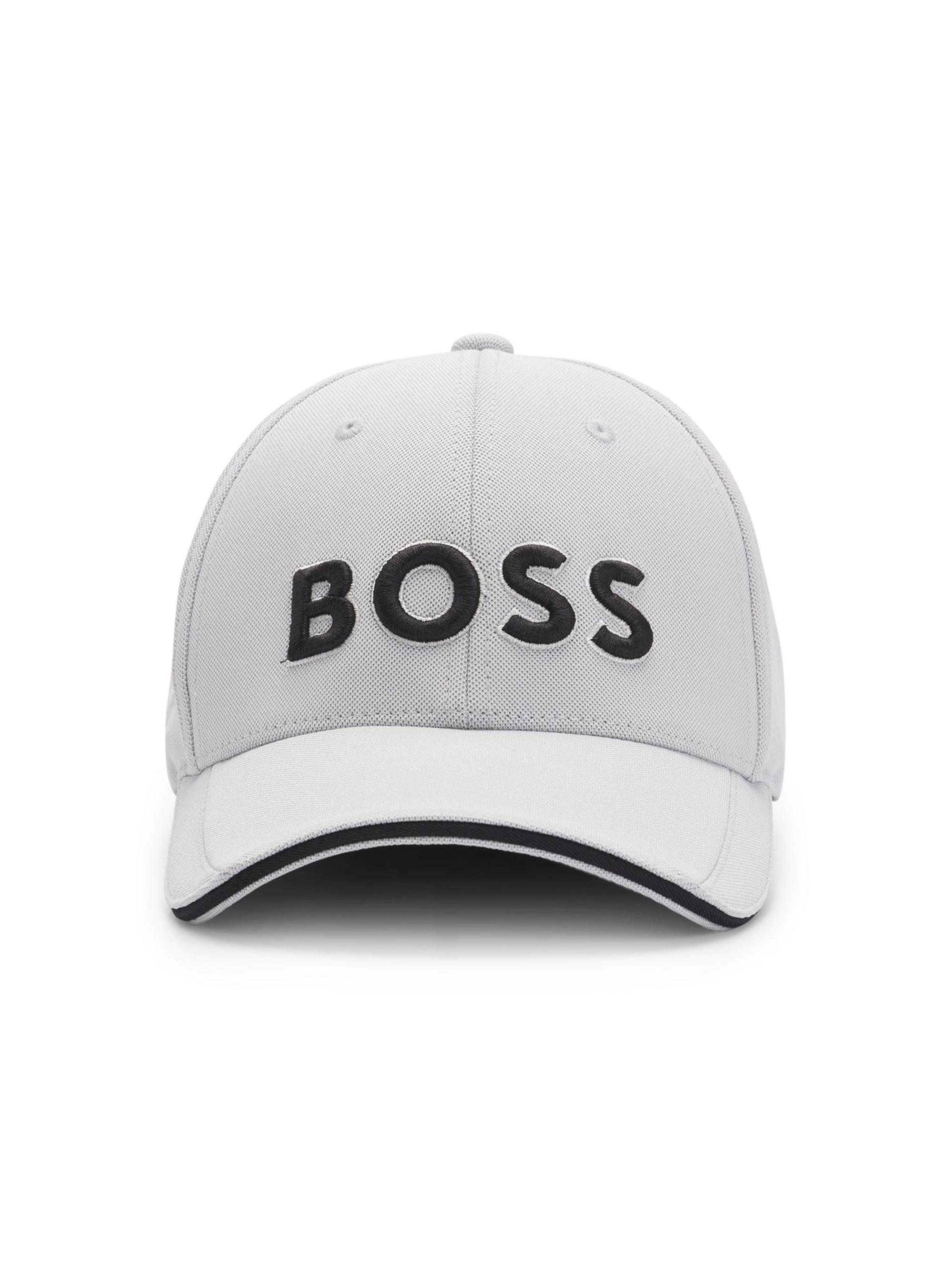 BOSS Men's Knitted-Piqué Six-Panel Cap with Embroidered Logo - Grey