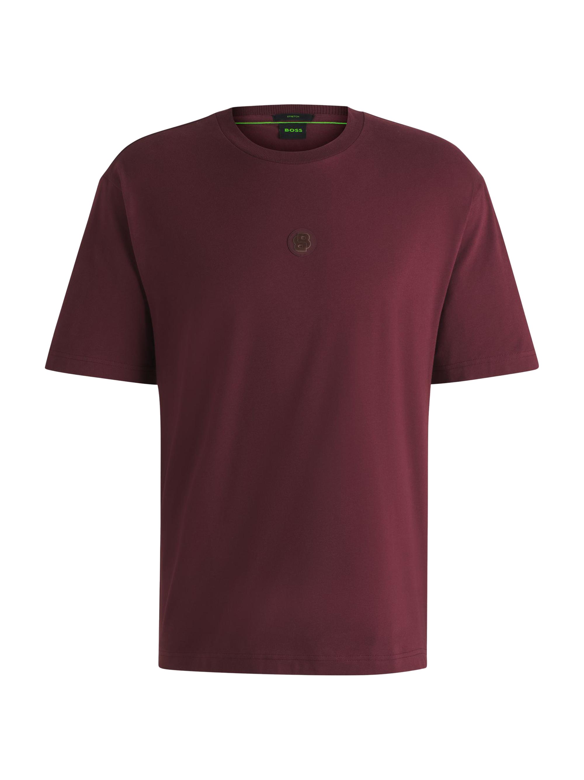 BOSS Men's Stretch-Cotton T-Shirt with Double B Monogram - Red