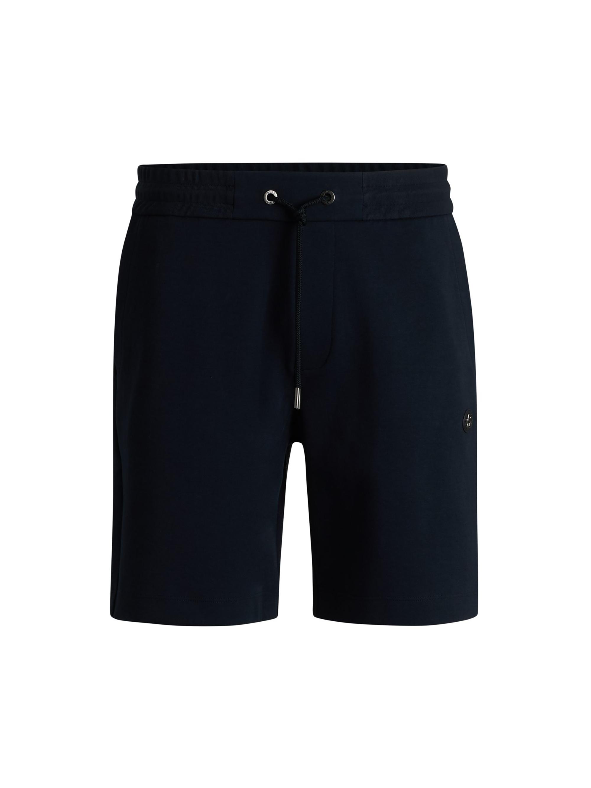 BOSS Men's Shorts with Metallic Double B Monogram - Dark Blue