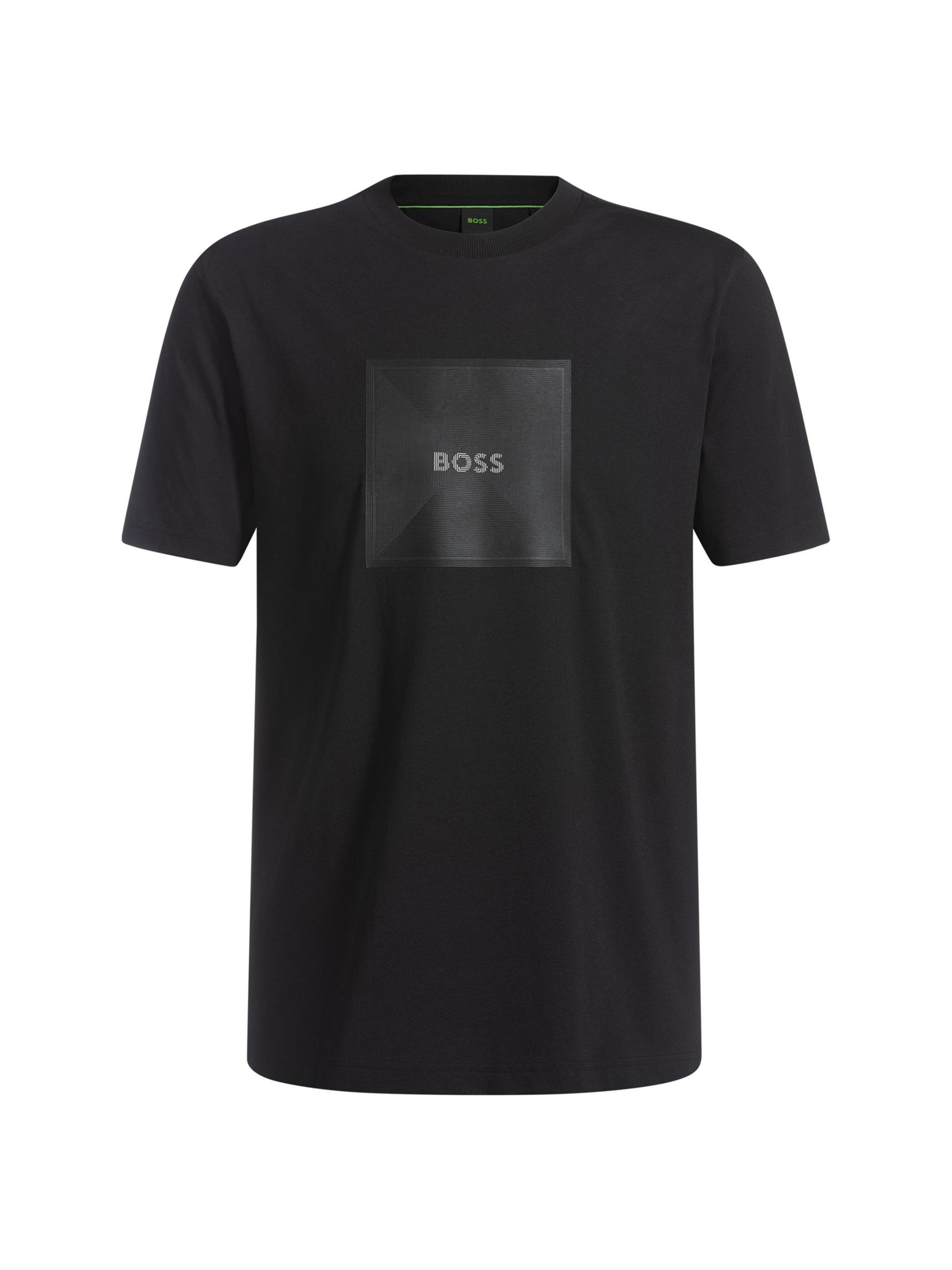 BOSS Men's Cotton-Jersey T-Shirt with Fineline Logo Artwork - Open Beige