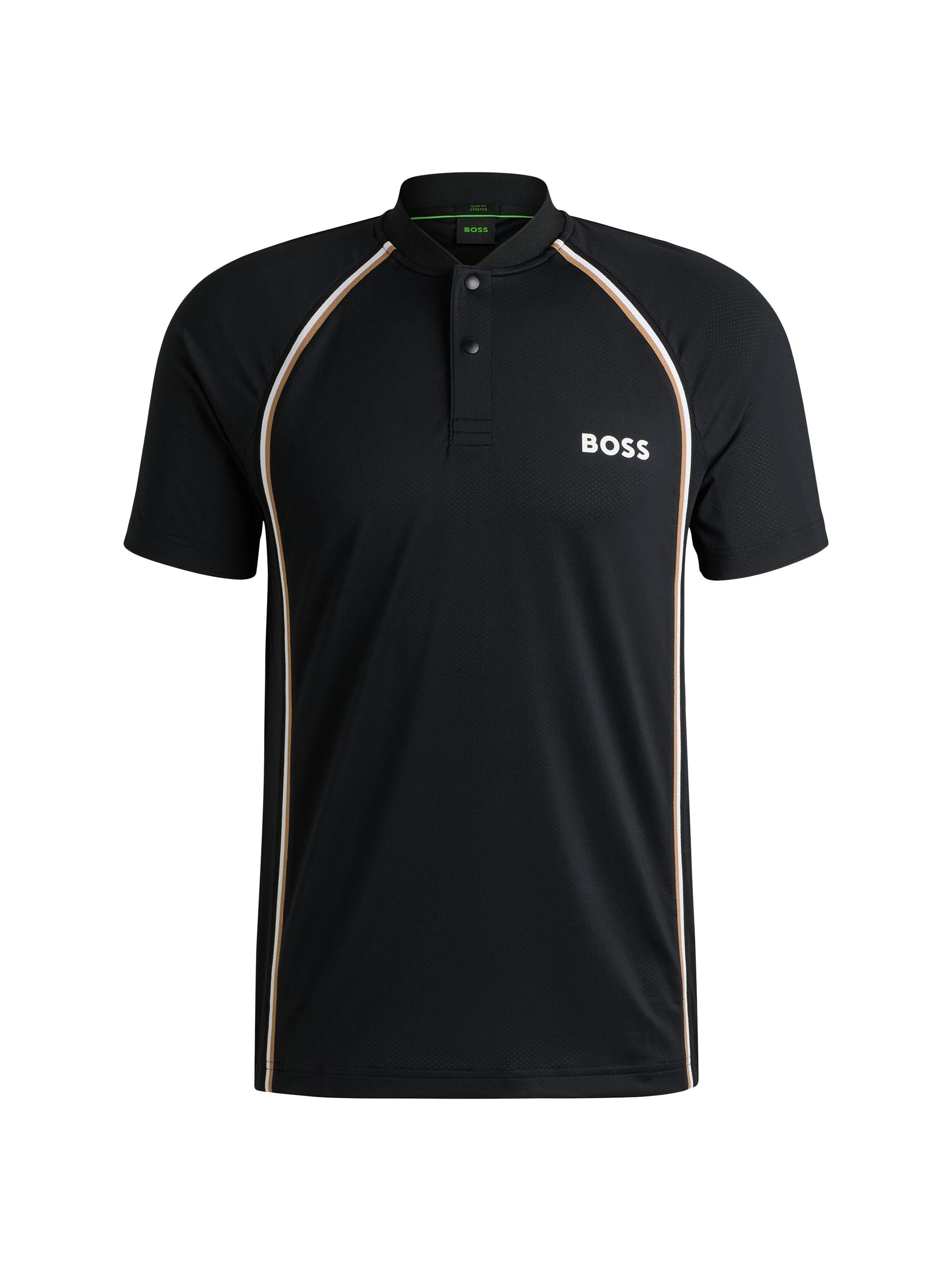 BOSS Men's Active Slim-Fit Polo Shirt in Super-Stretch Mesh - Black