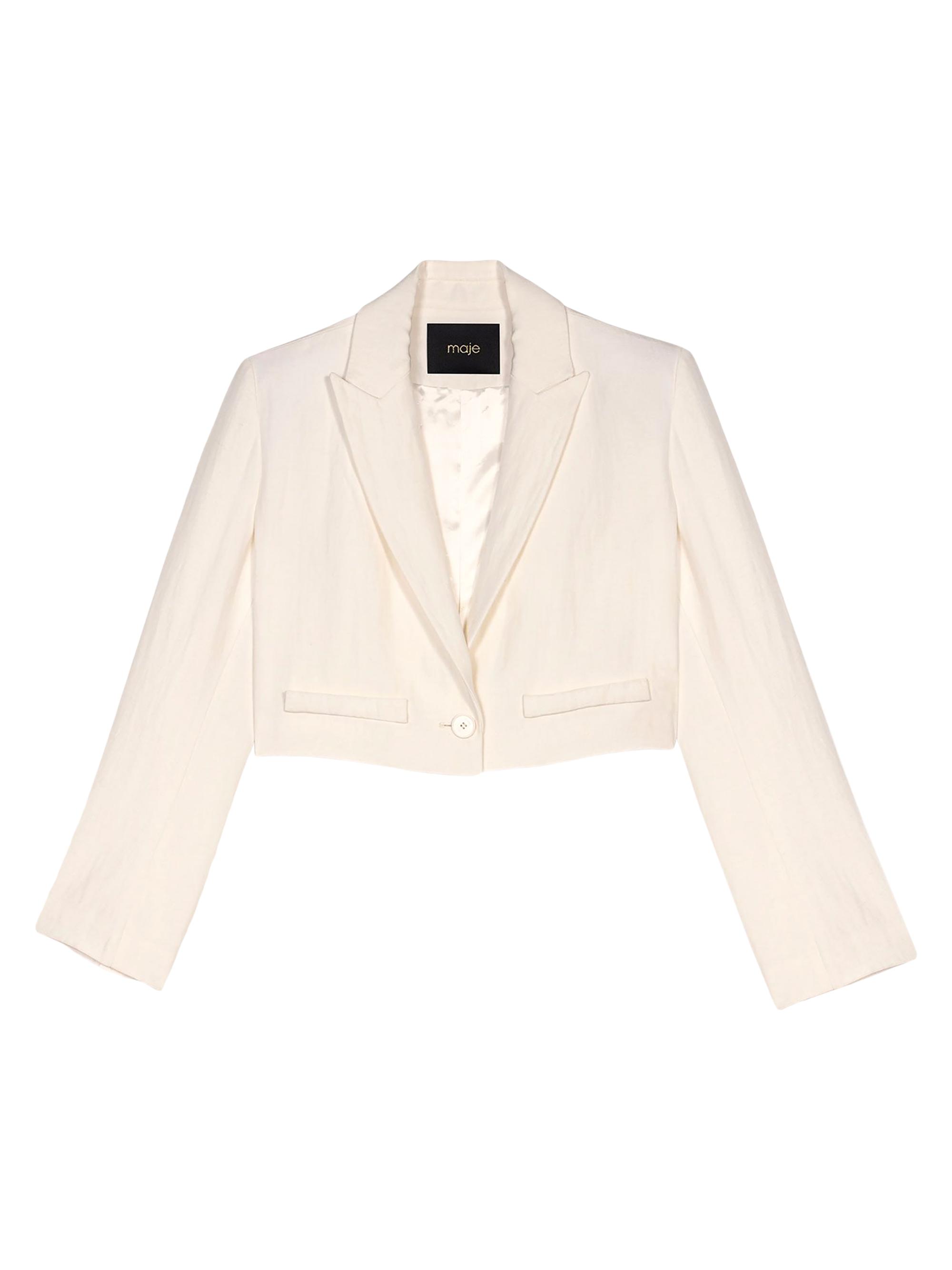 Maje Women's Cropped Suit Jacket - Ecru