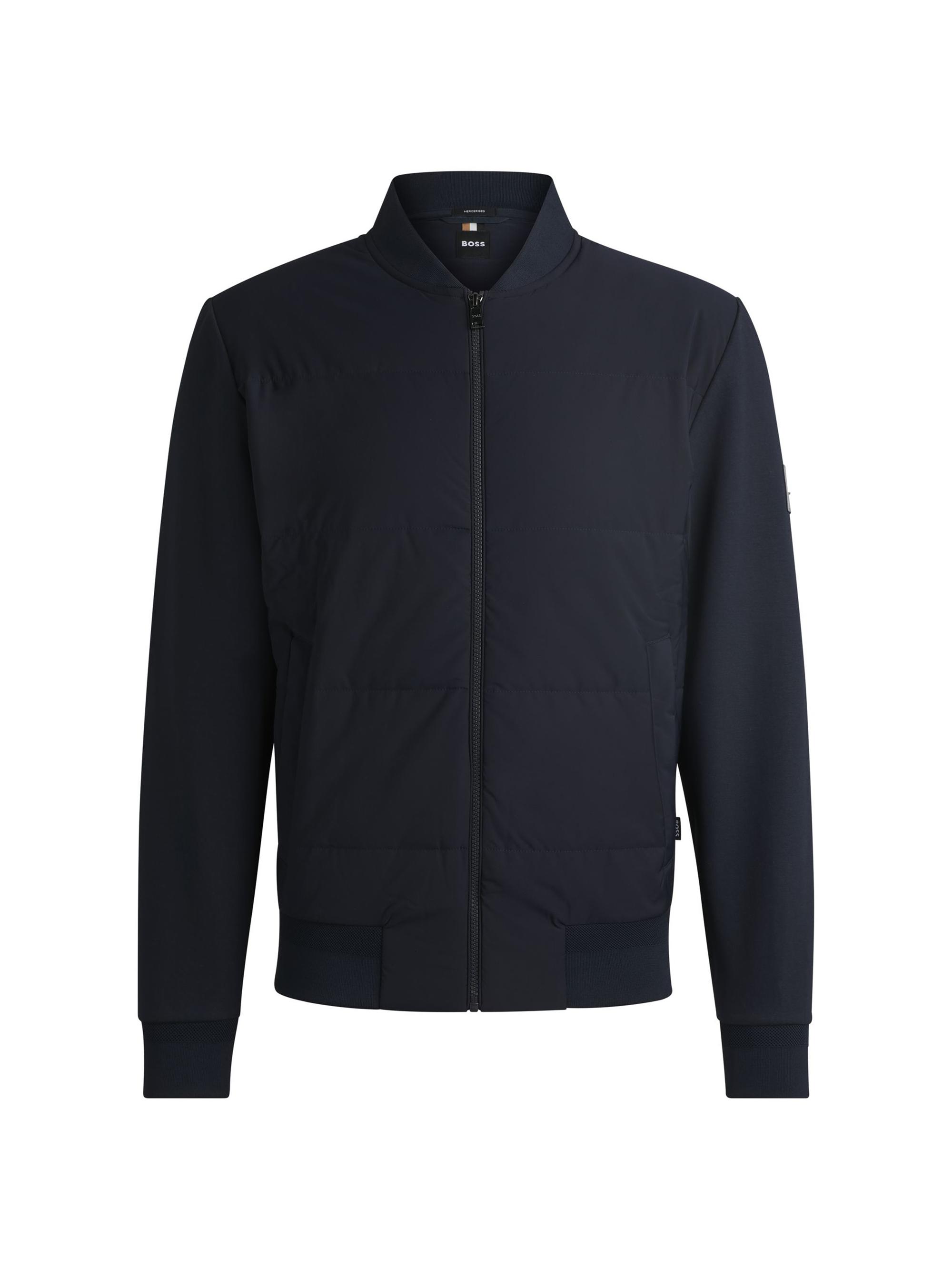 BOSS Men's Zip-Up Sweatshirt with Padded Front - Dark Blue