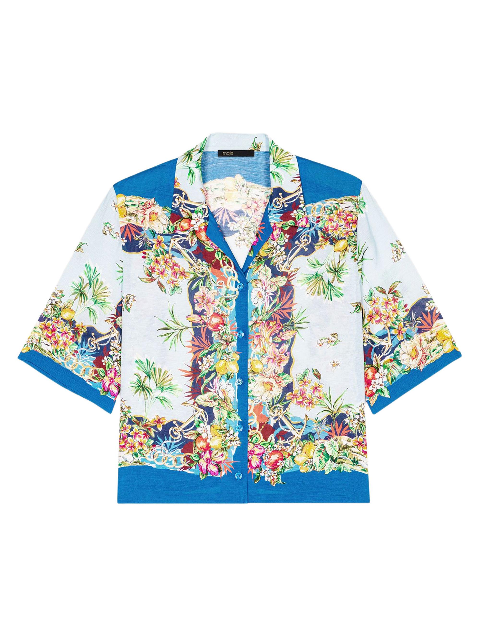 Maje Women's Patterned Cropped Shirt