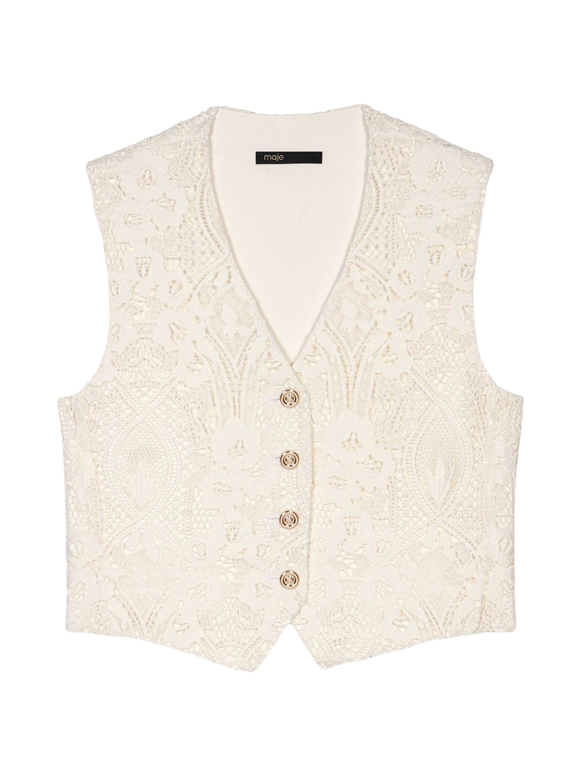 Maje Women's Lace Vest - Ecru