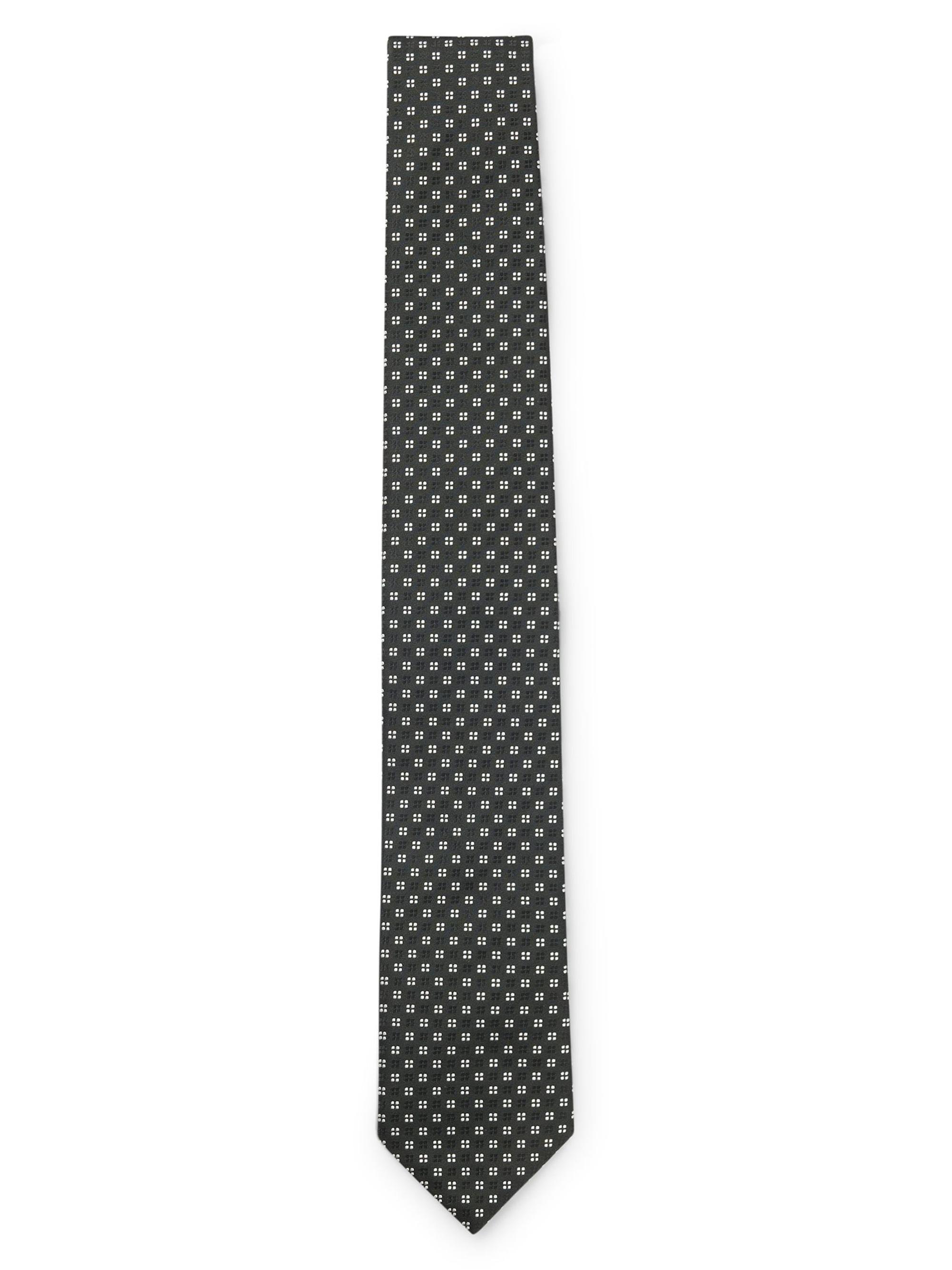 BOSS Men's Silk-Blend Tie with Jacquard Pattern - Light Grey