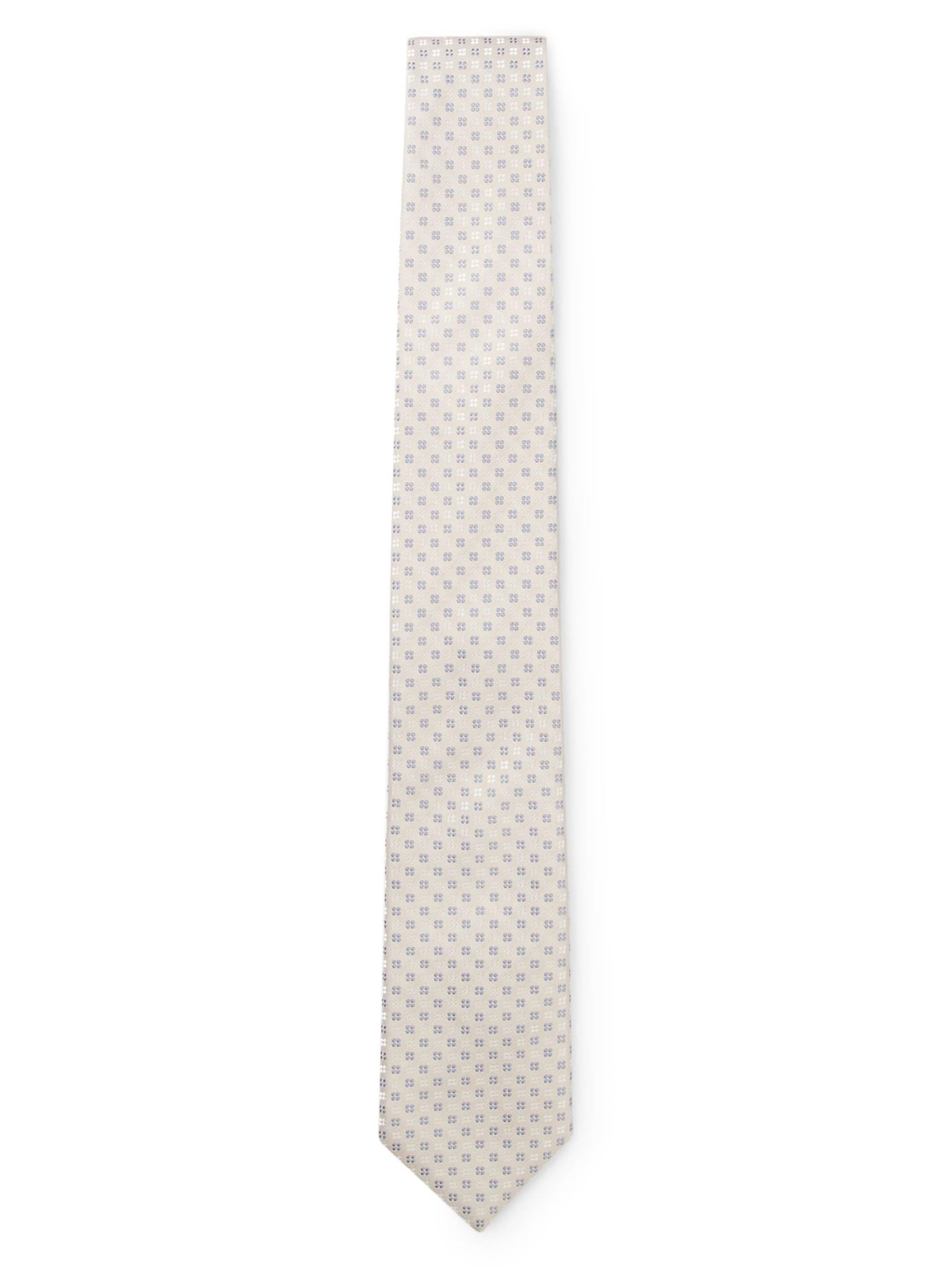BOSS Men's Silk-Blend Tie with Jacquard Pattern - Open White