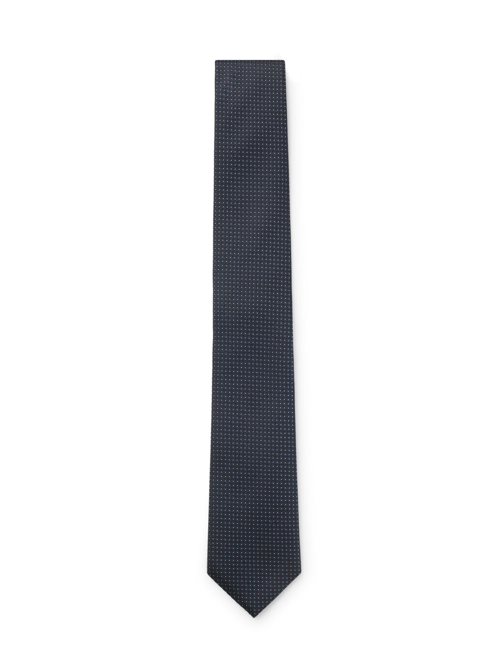 BOSS Men's Silk-Blend Tie with Micro Pattern - Dark Blue