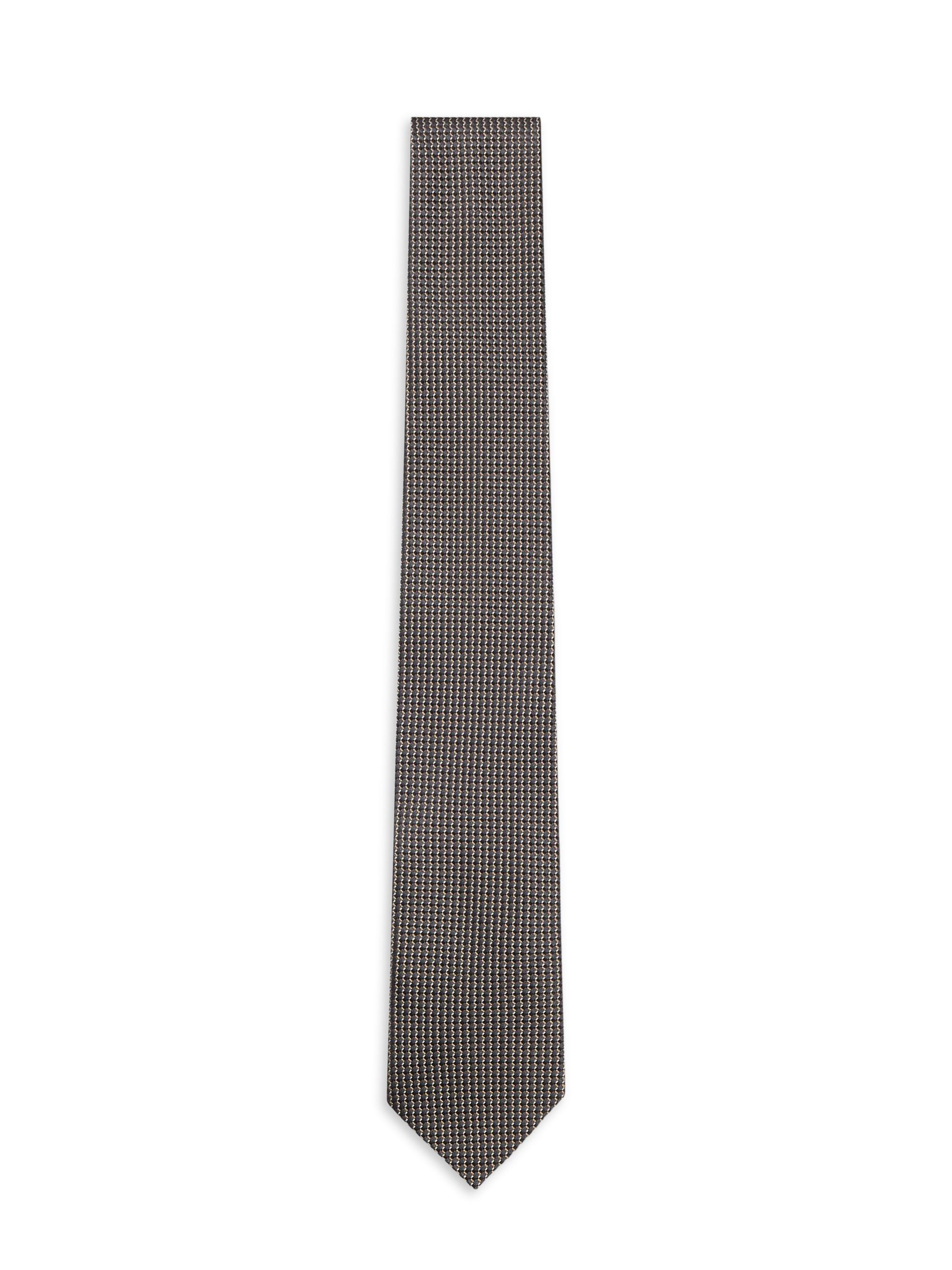 BOSS Men's Silk Tie with Micro Pattern - Grey