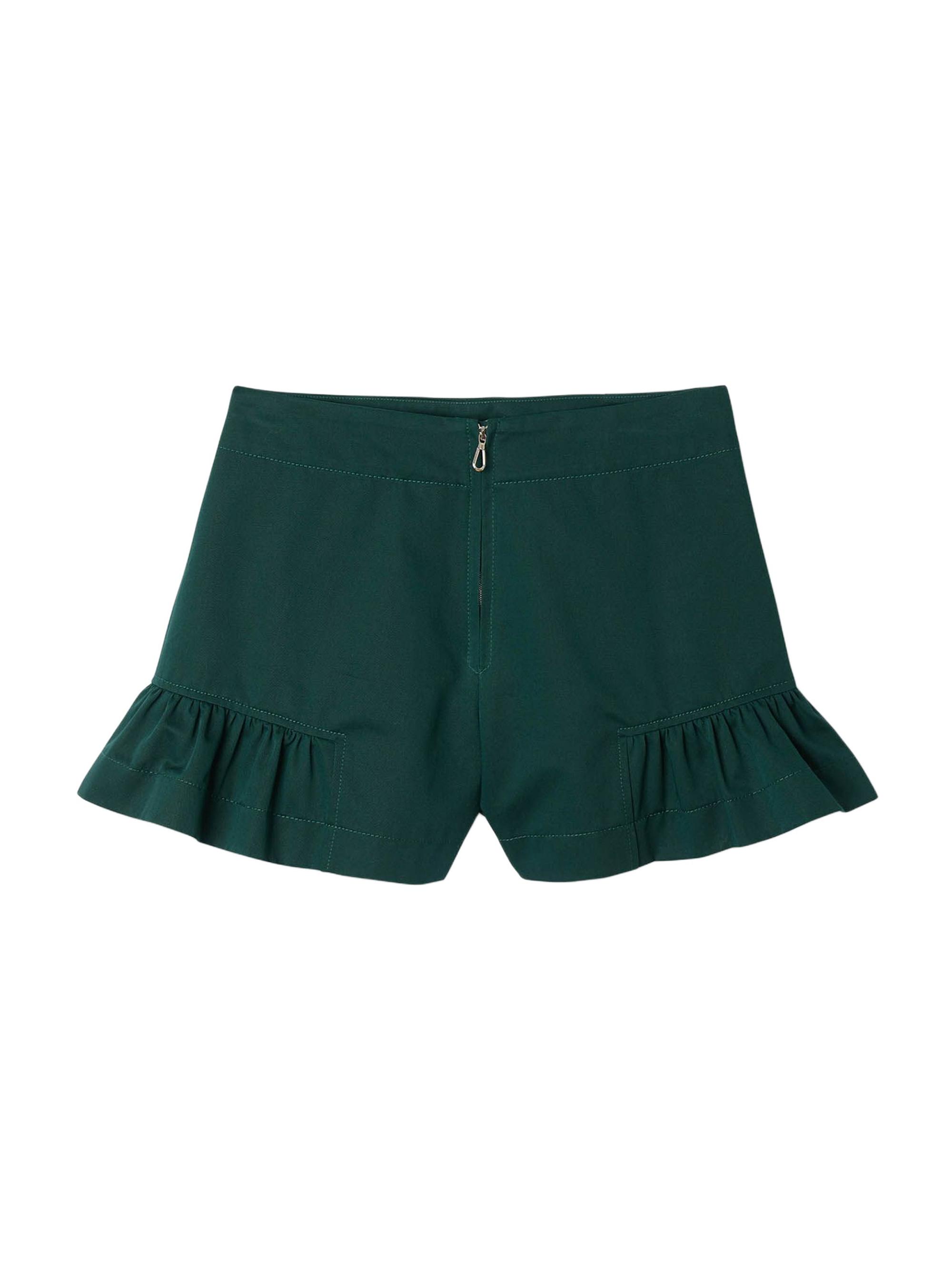 Sandro Women's Ruffled Shorts - Bottle Green