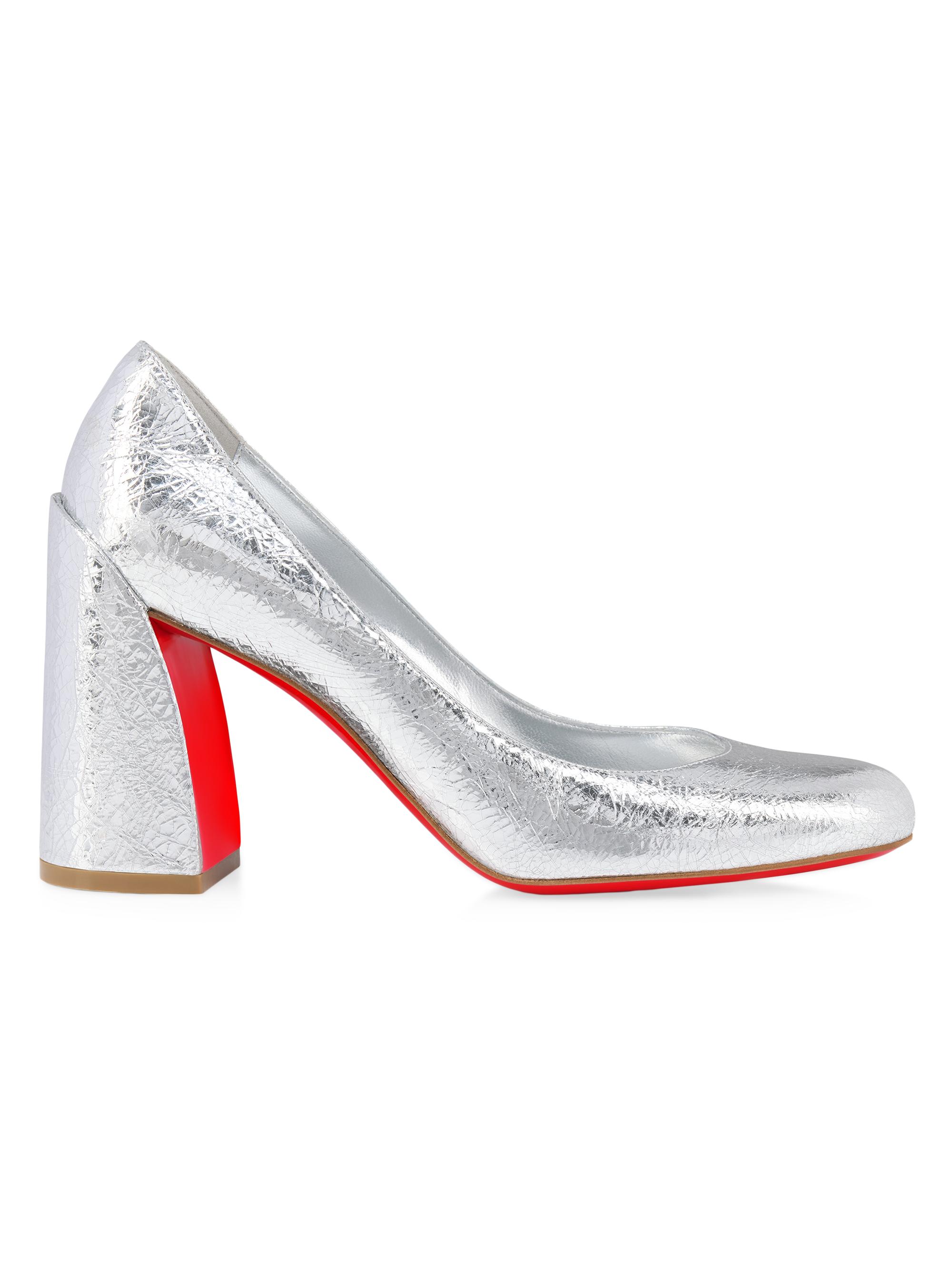 Christian Louboutin シルバー ハイヒール Loubigirl - 85mm Strappy sandals - Iridescent leather