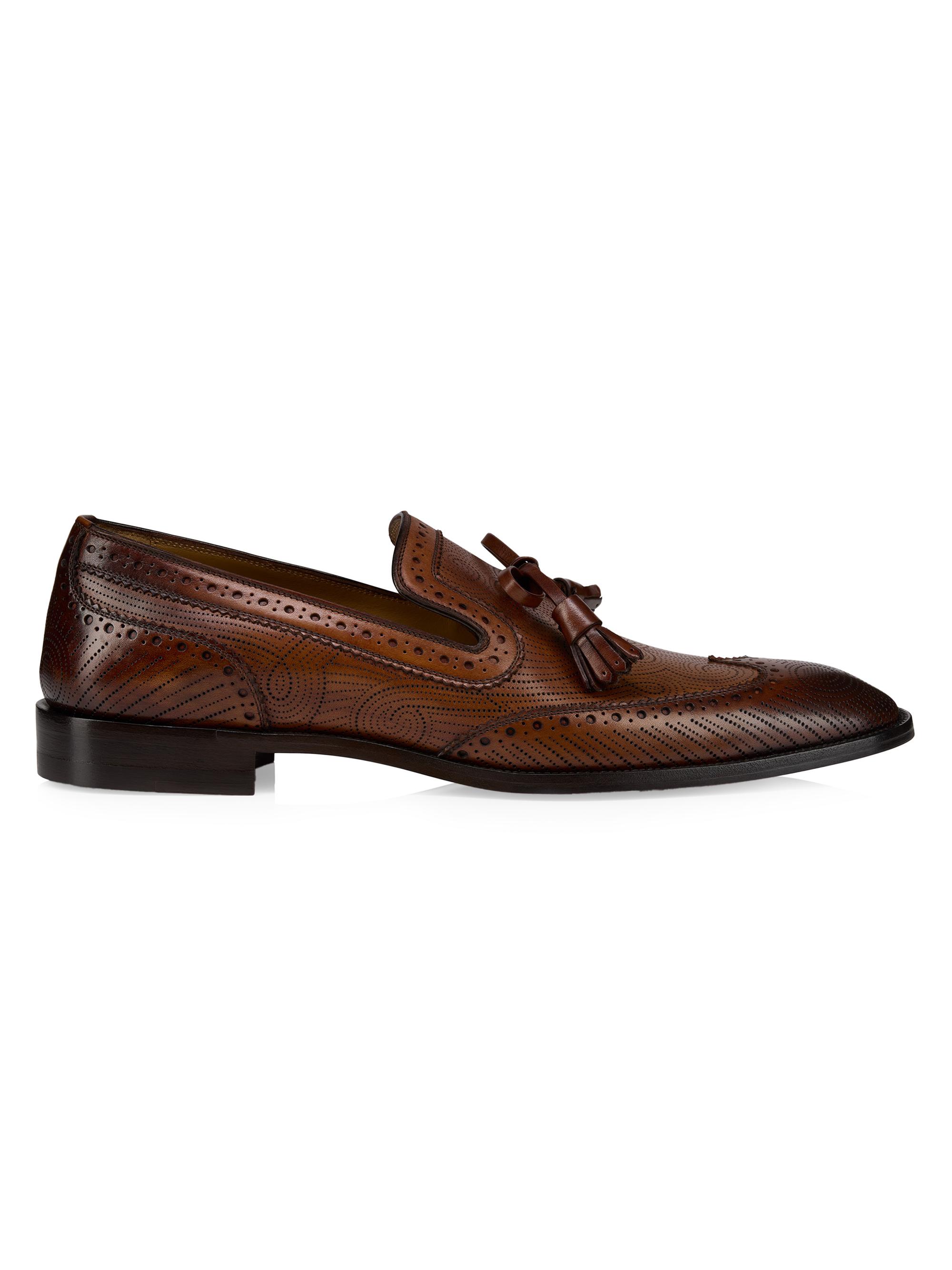 Christian Louboutin Men's Grave Moc Patinated Leather Loafers - Havane