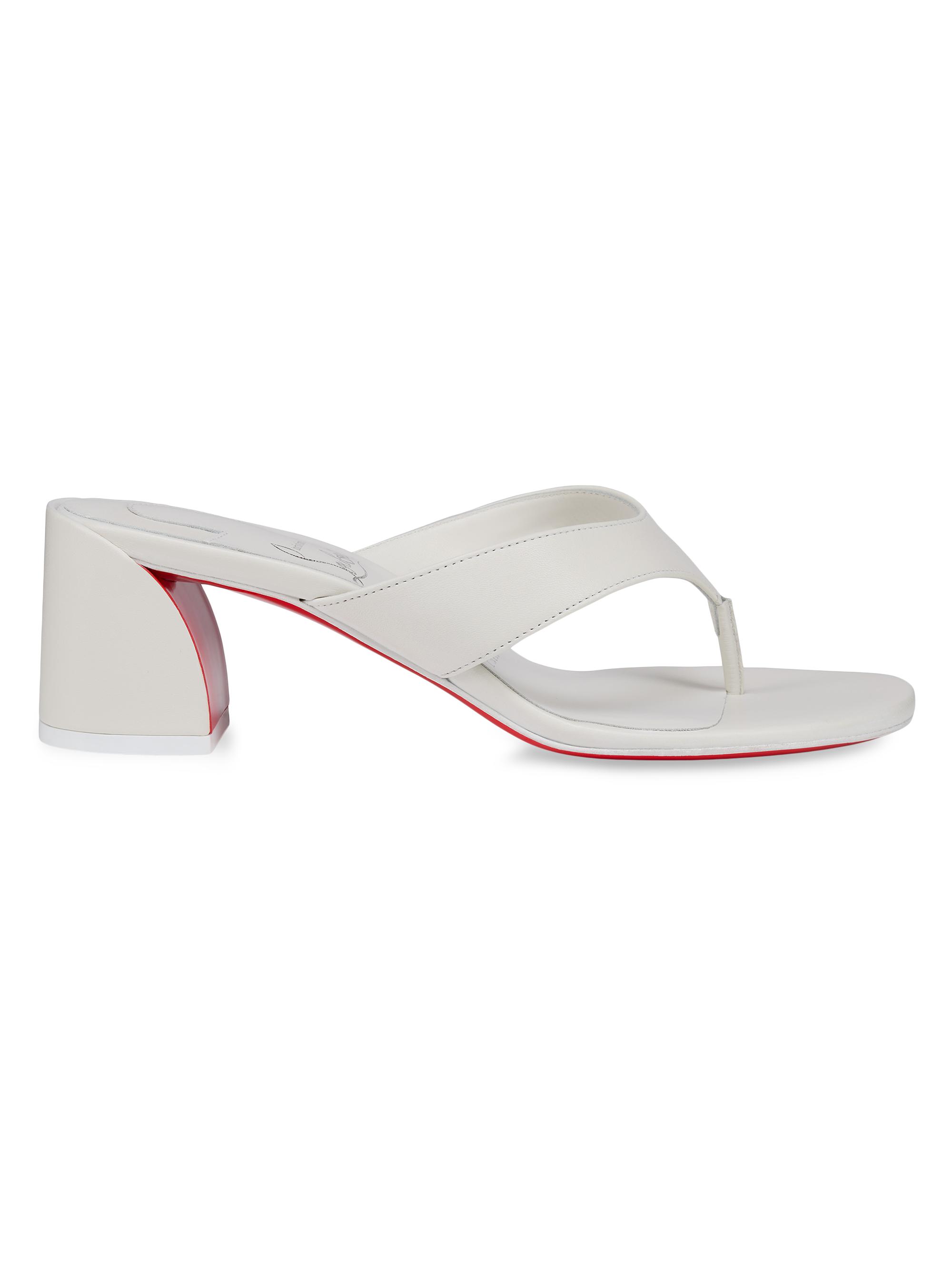 Christian Louboutin Women's Janetonga 55MM Leather Sandals - Bianco