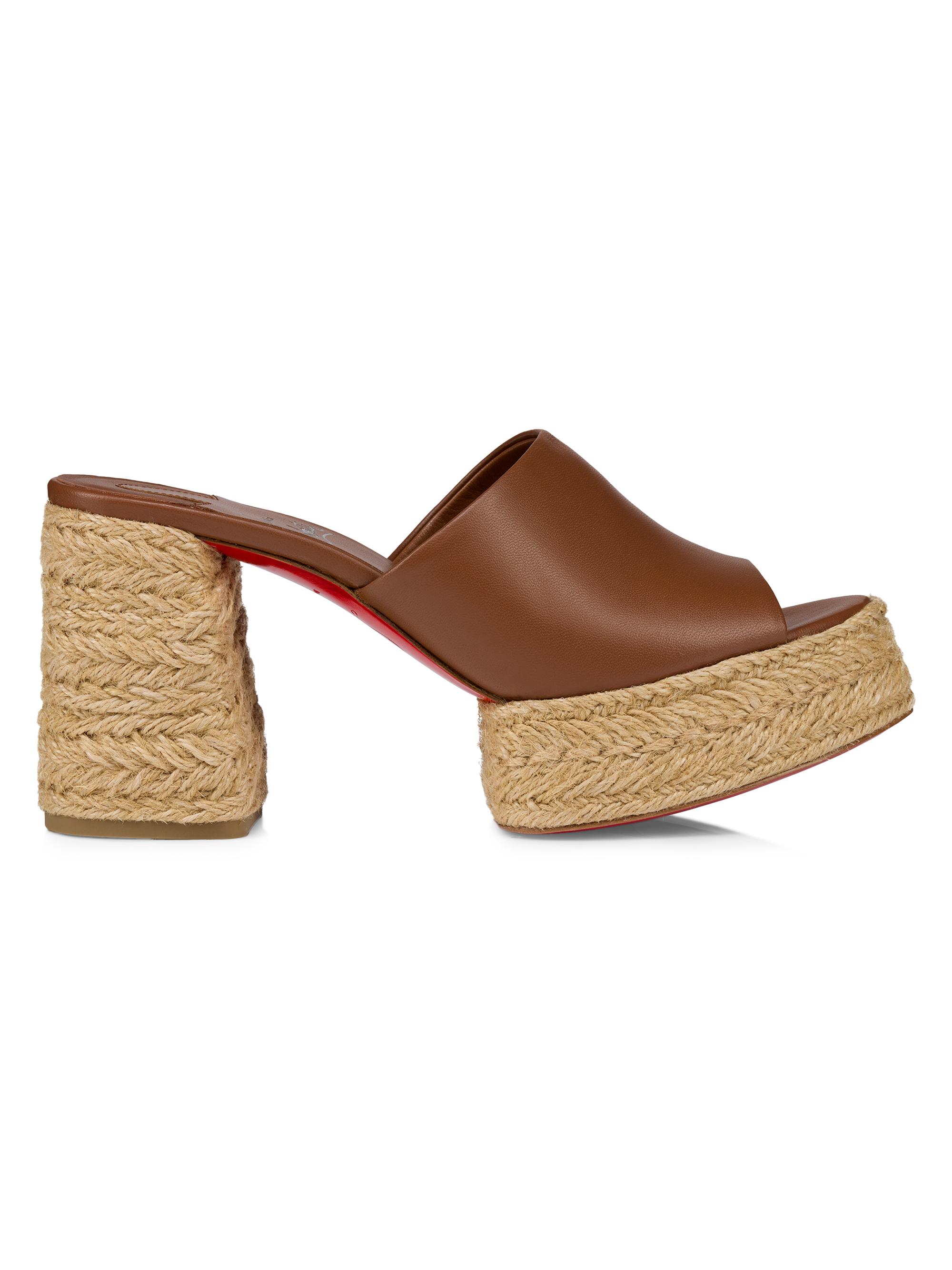 Christian Louboutin Women's Calakala Leather 85MM Mules - Cuoio