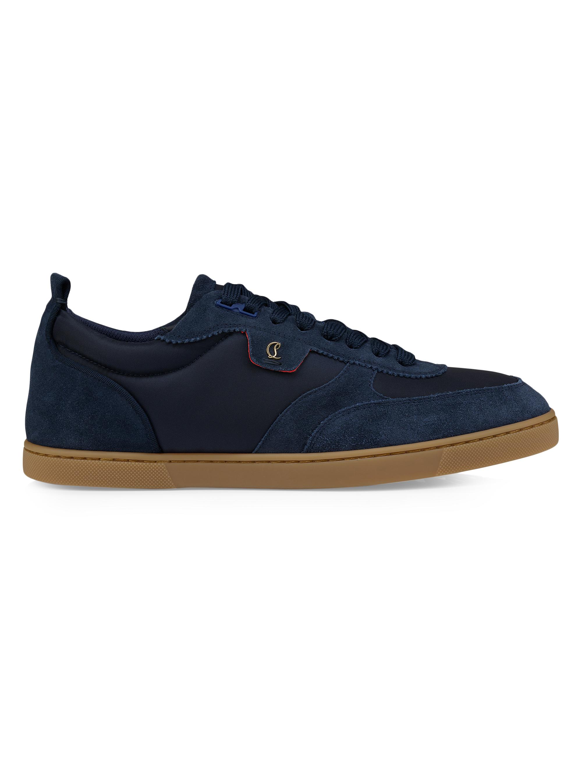 Christian Louboutin ネイビー スニーカー Christian Louboutin Navy Blue Suede Fun Louis Junior Sneakers Size