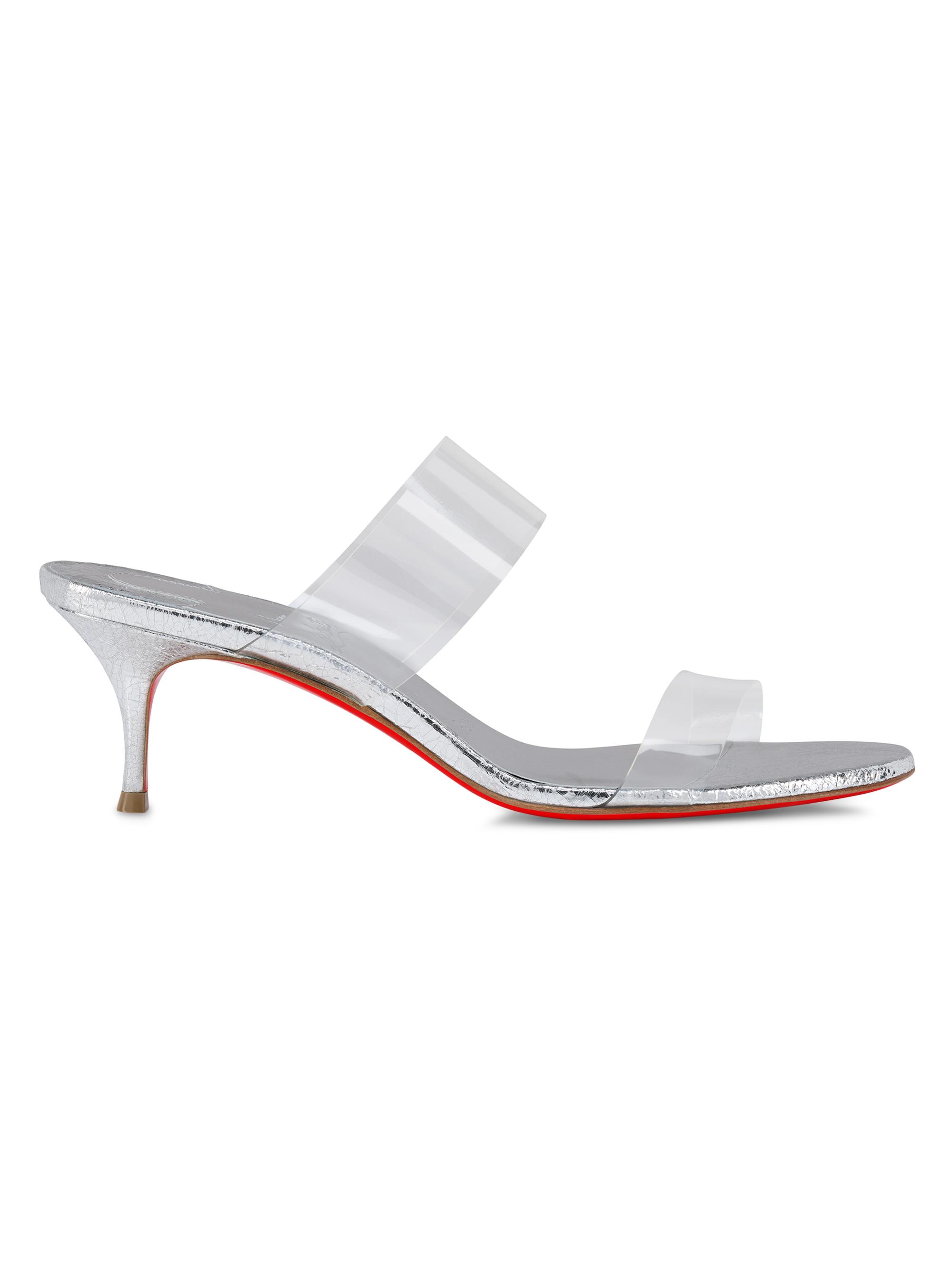 Christian Louboutin Women's Just Nothing 55MM Leather Sandal Heels - Silver