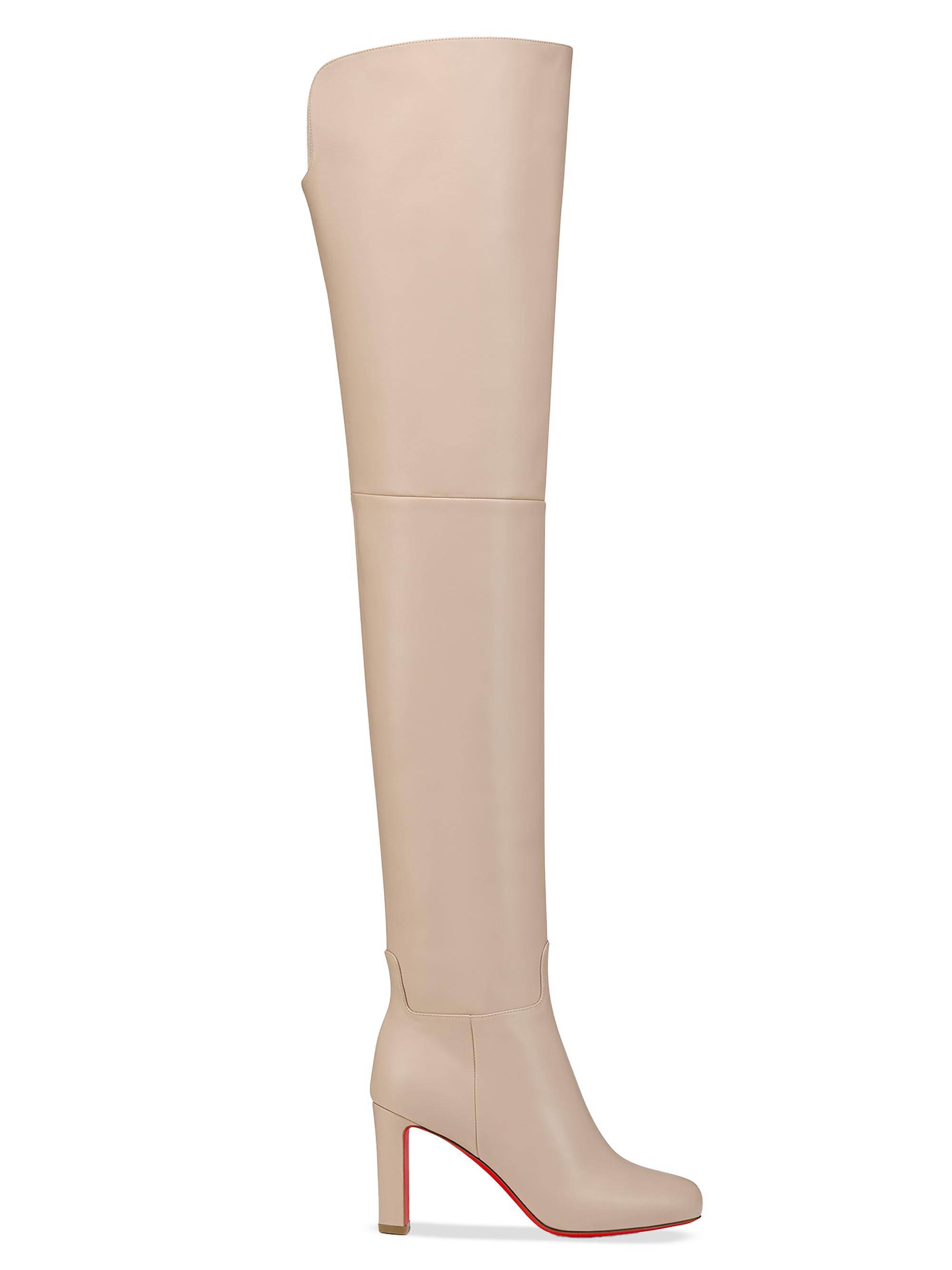 Christian Louboutin Women's Loo 8MM Leather Thigh Boots - Pearl
