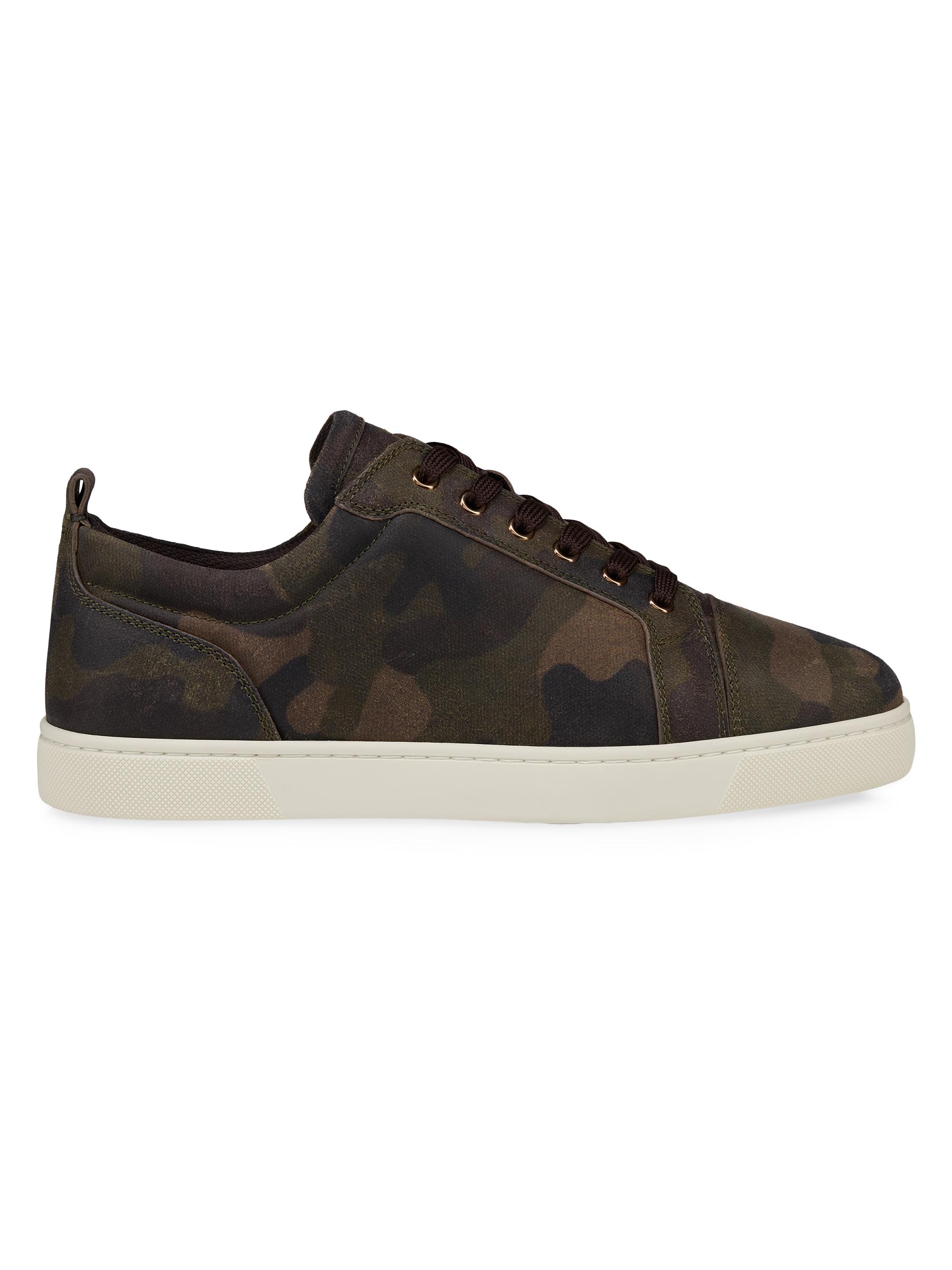 Christian Louboutin Men's Louis Junior Leather Sneakers - Cafe Green