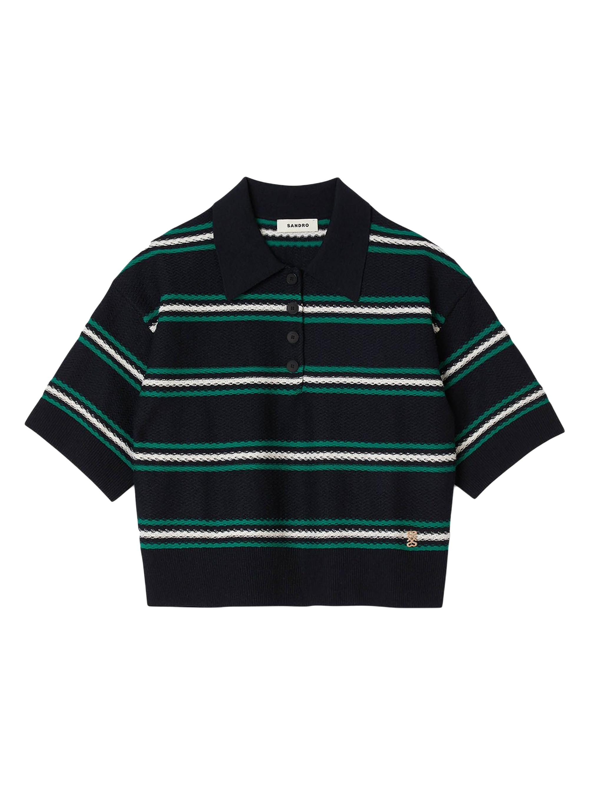 Sandro Women's Polo-Neck Sweater - Navy Blue