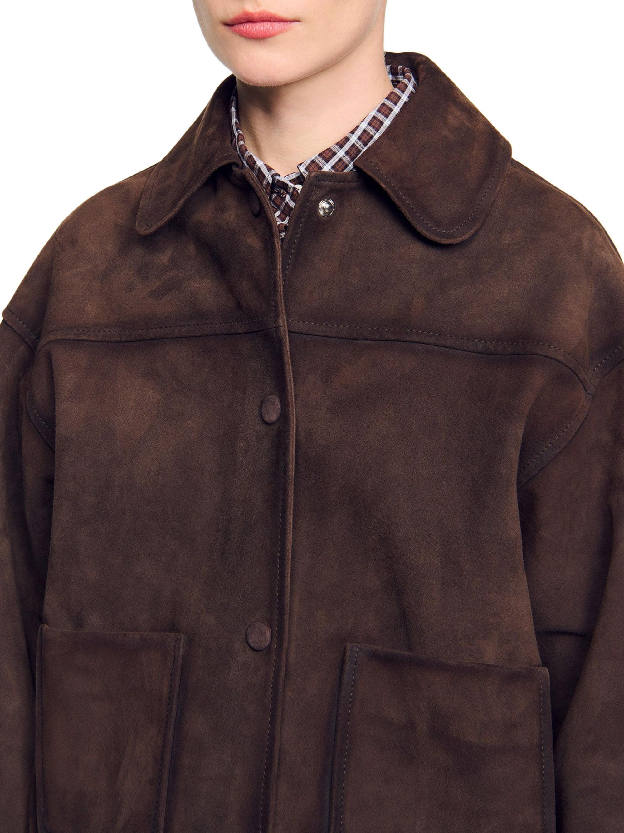 Sandro Studded Suede Leather Jacket | Saks Fifth Avenue