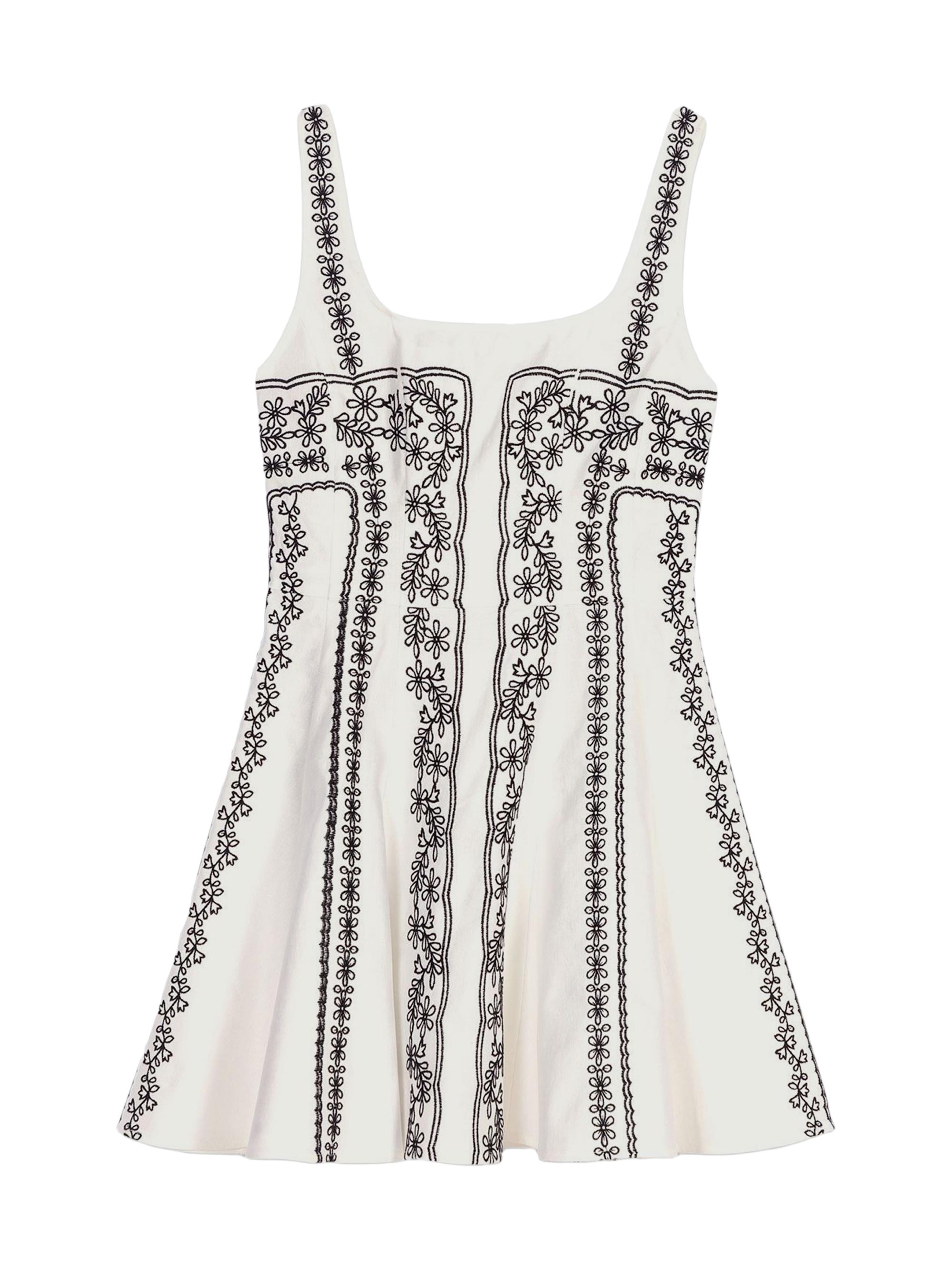 Maje Women's Short Embroidered Strap Dress - Ecru Black