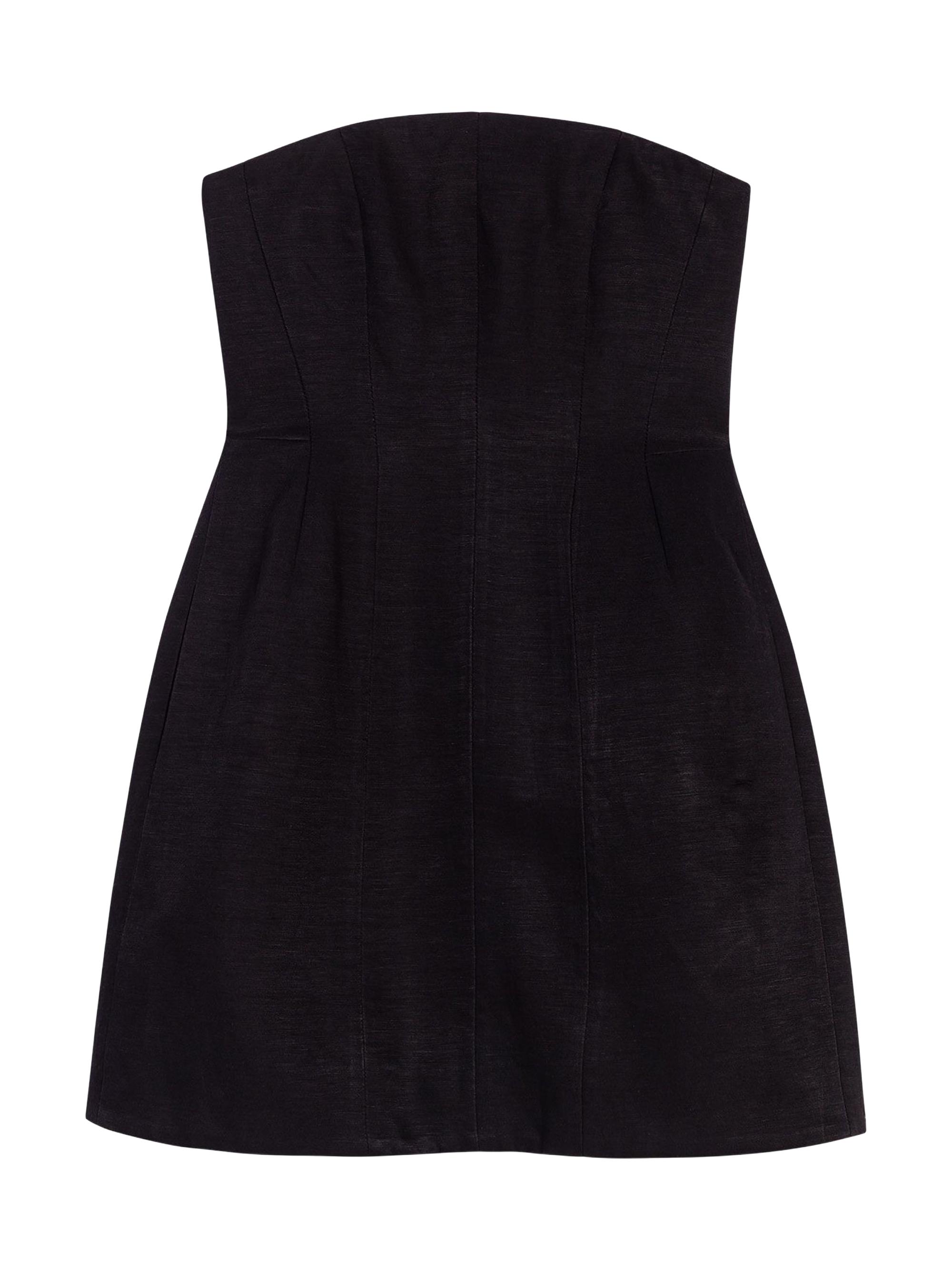 Maje Women's Short Strapless Linen Dress - Black
