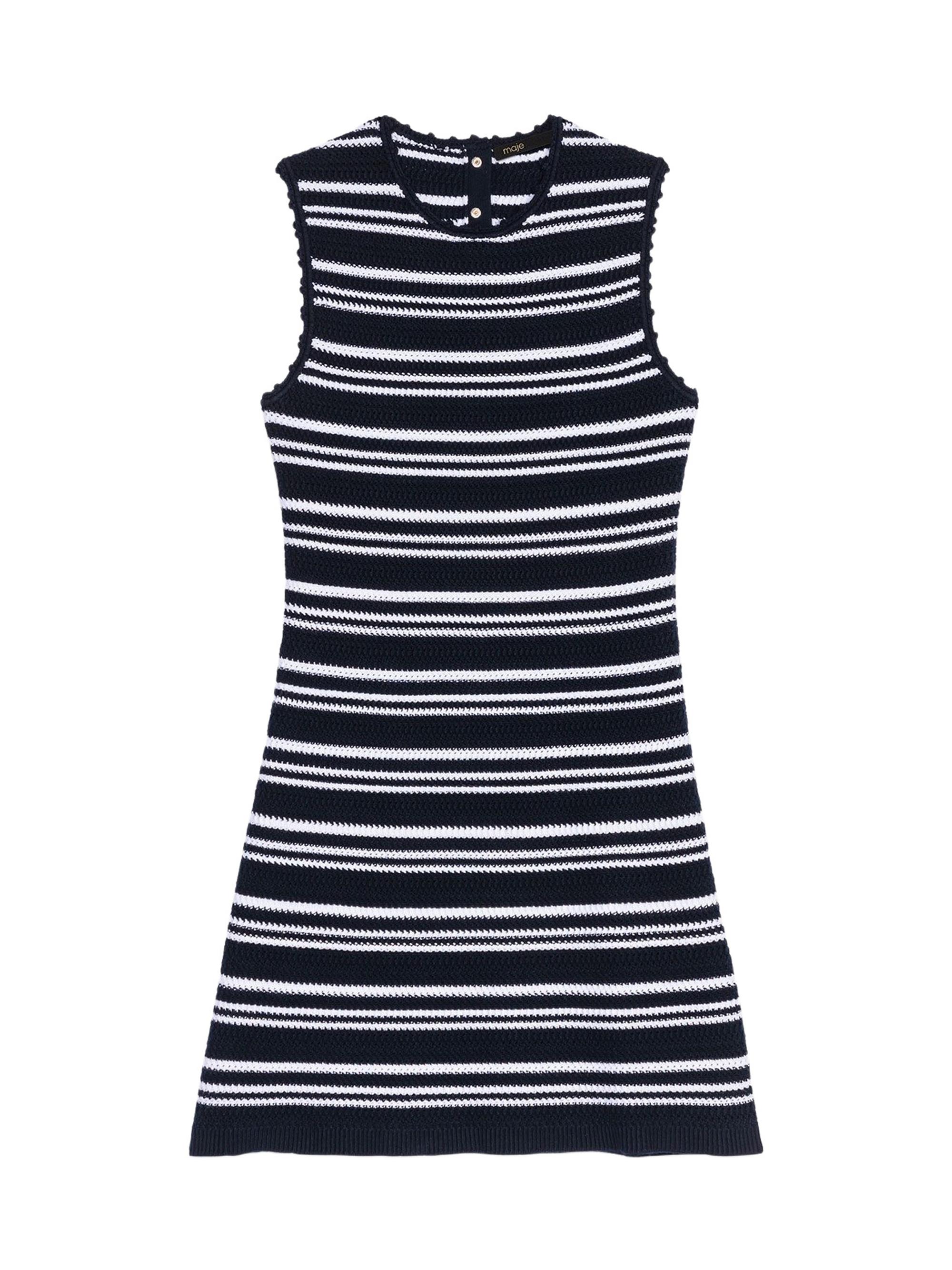 Maje Women's Short Crochet Dress - Navy White