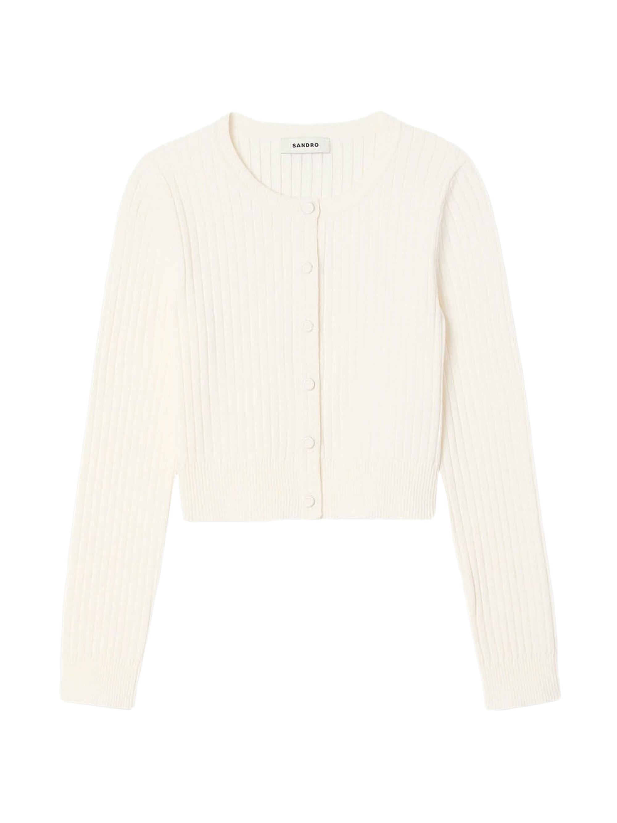 Sandro Women's Short Fine Knit Cardigan - Ecru