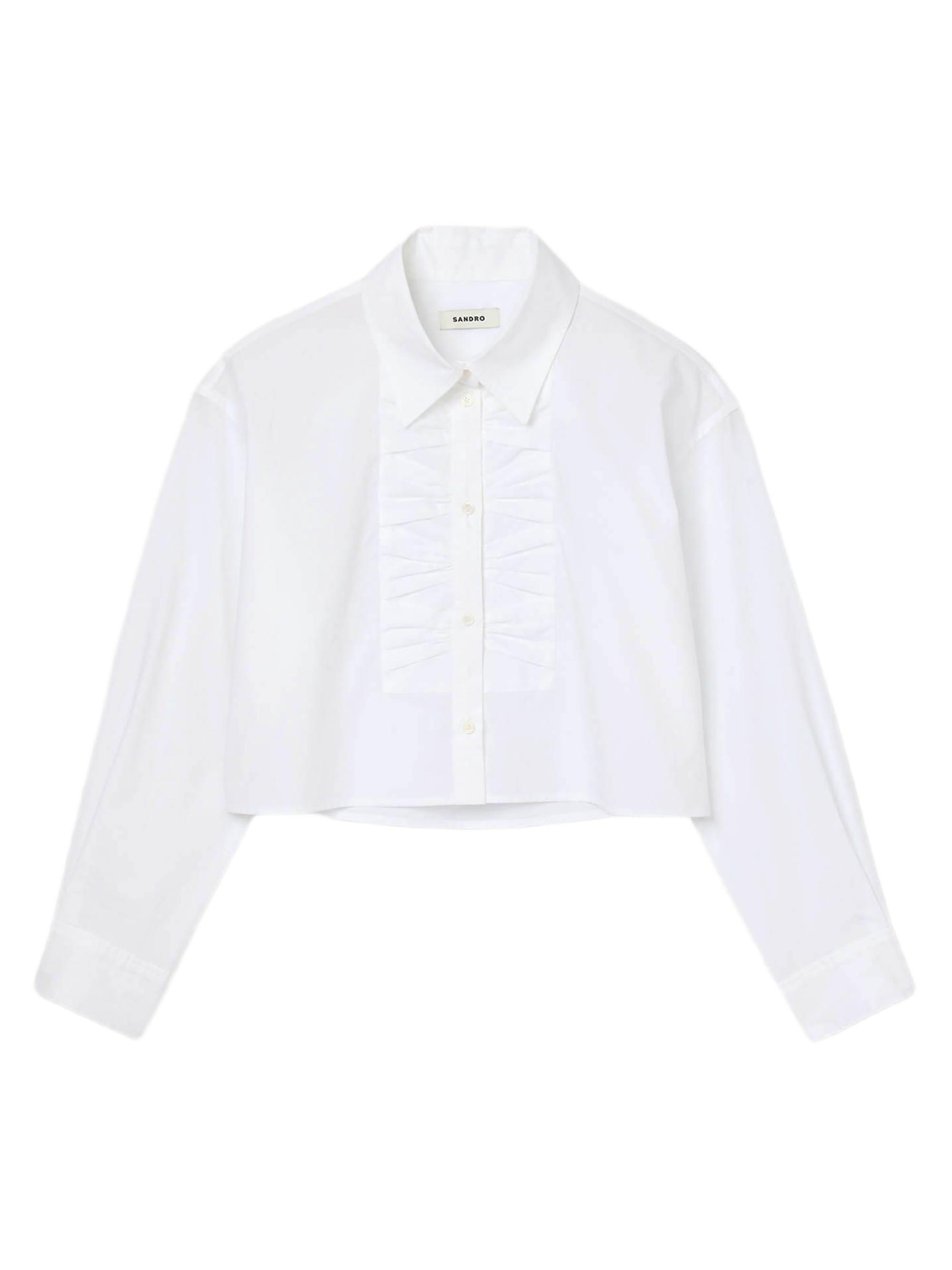 Sandro Women's Cropped Shirt with Bow Detail - White