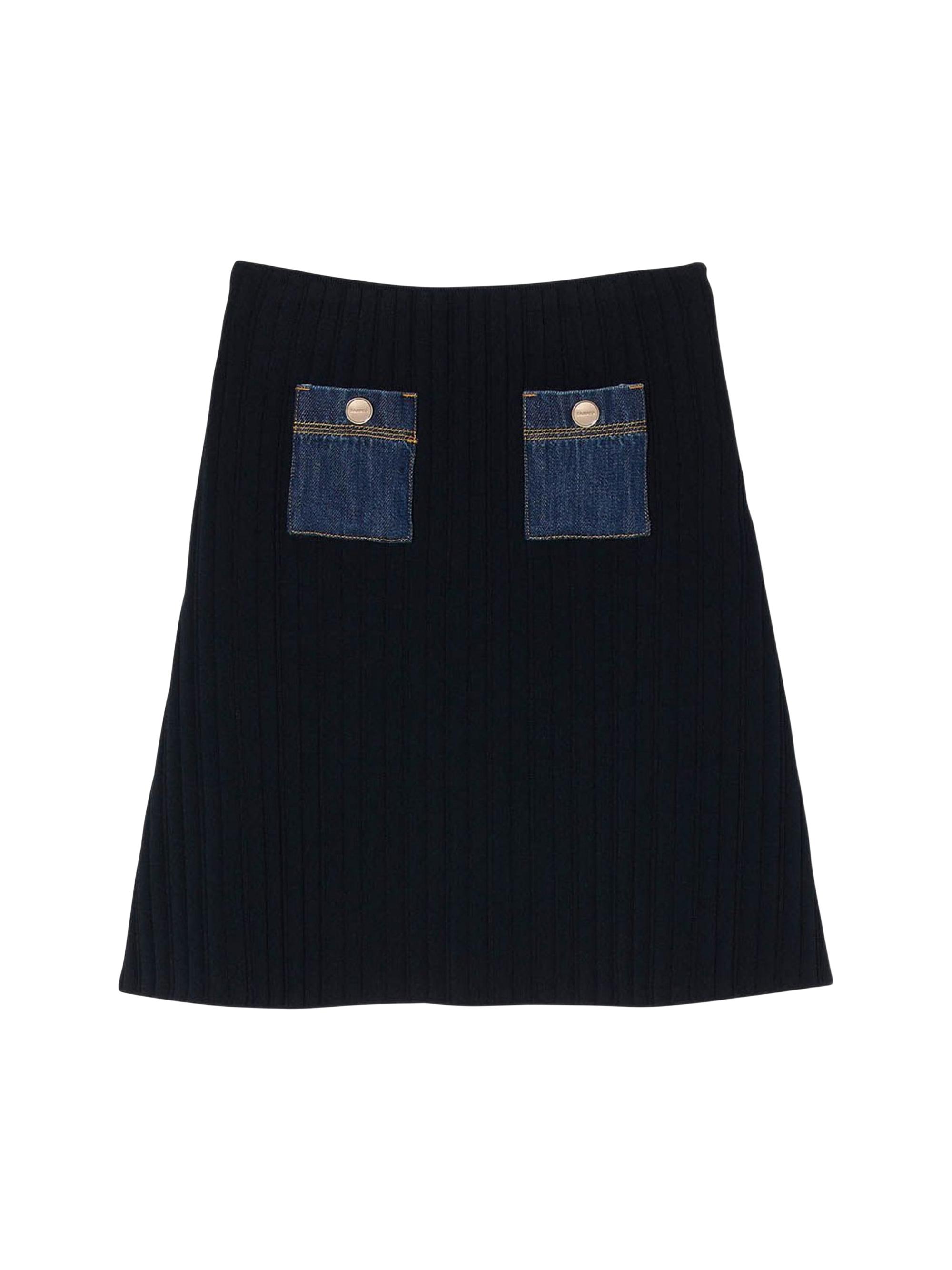 Sandro Women's Mini Knit and Denim Skirt - Navy Blue