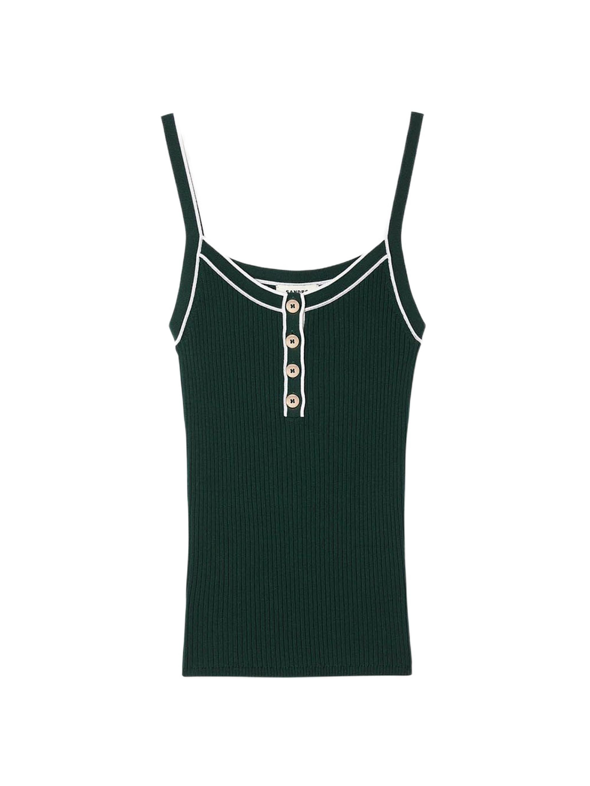 Sandro Women's Two Tone Knit Vest Top - Bottle Green