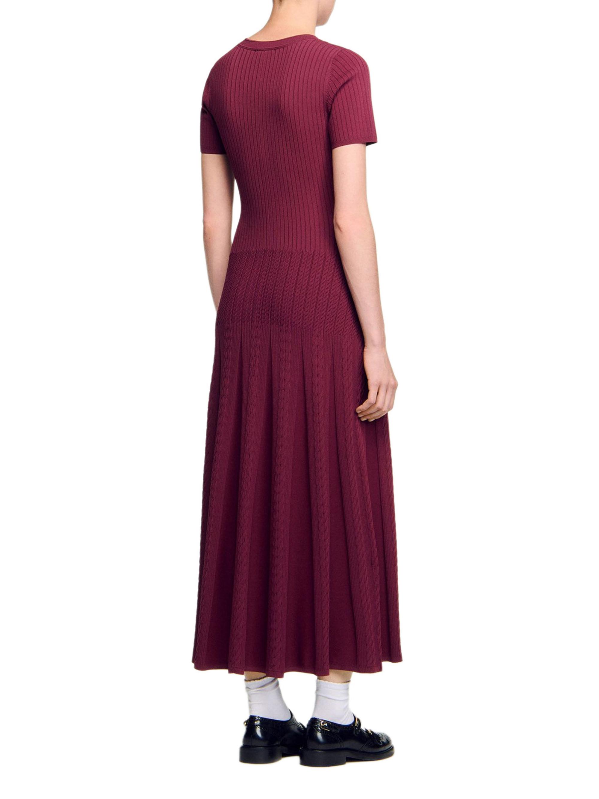 SANDRO サンドロ ノースリーブバーガンディミディドレス SANDRO サンドロ ノースリーブバーガンディミディドレス