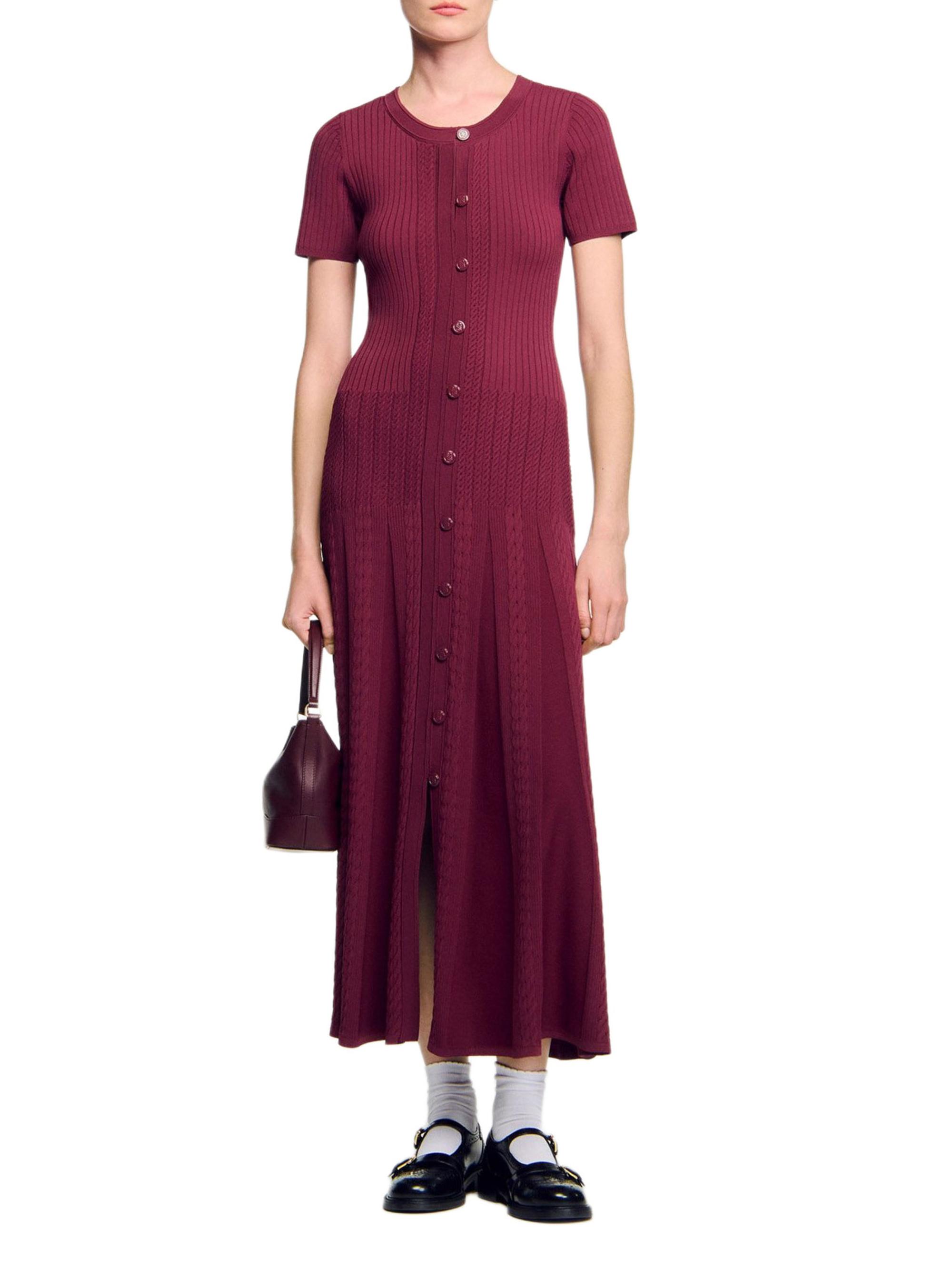 SANDRO サンドロ ノースリーブバーガンディミディドレス SANDRO サンドロ ノースリーブバーガンディミディドレス SANDRO