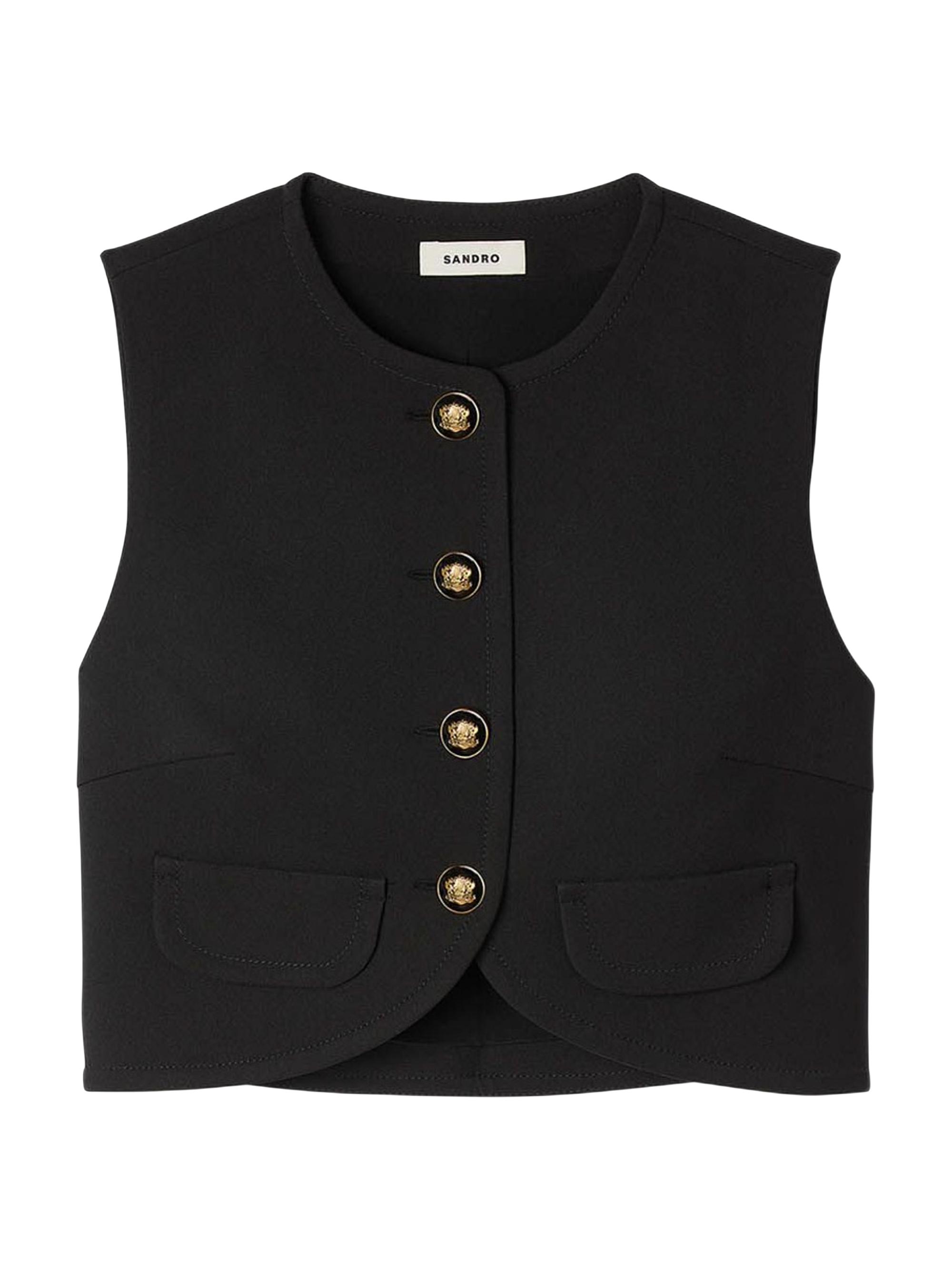 Sandro Women's Buttoned Crop Top - Black