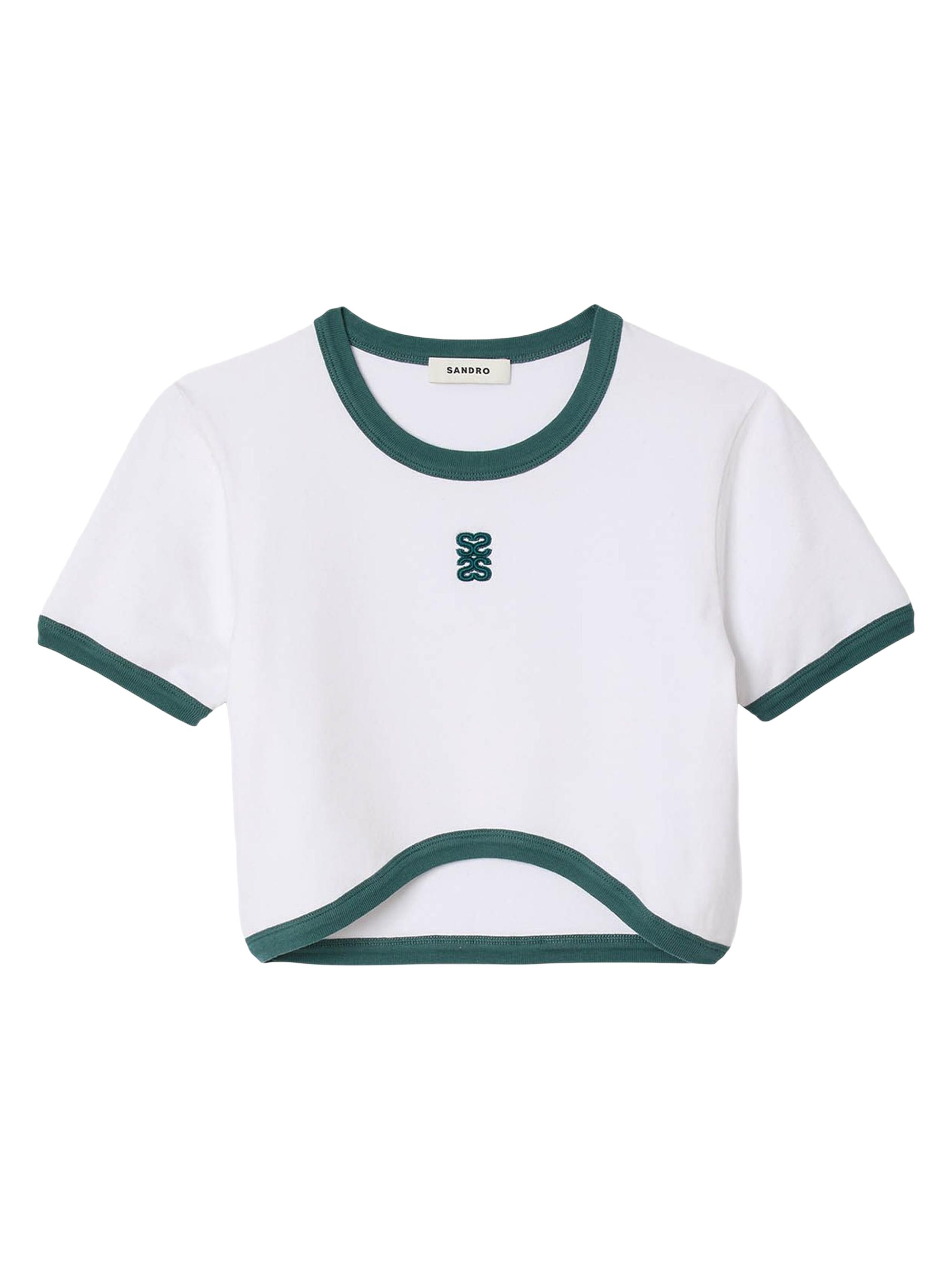 Sandro Women's Two-Tone Cropped T-Shirt - White