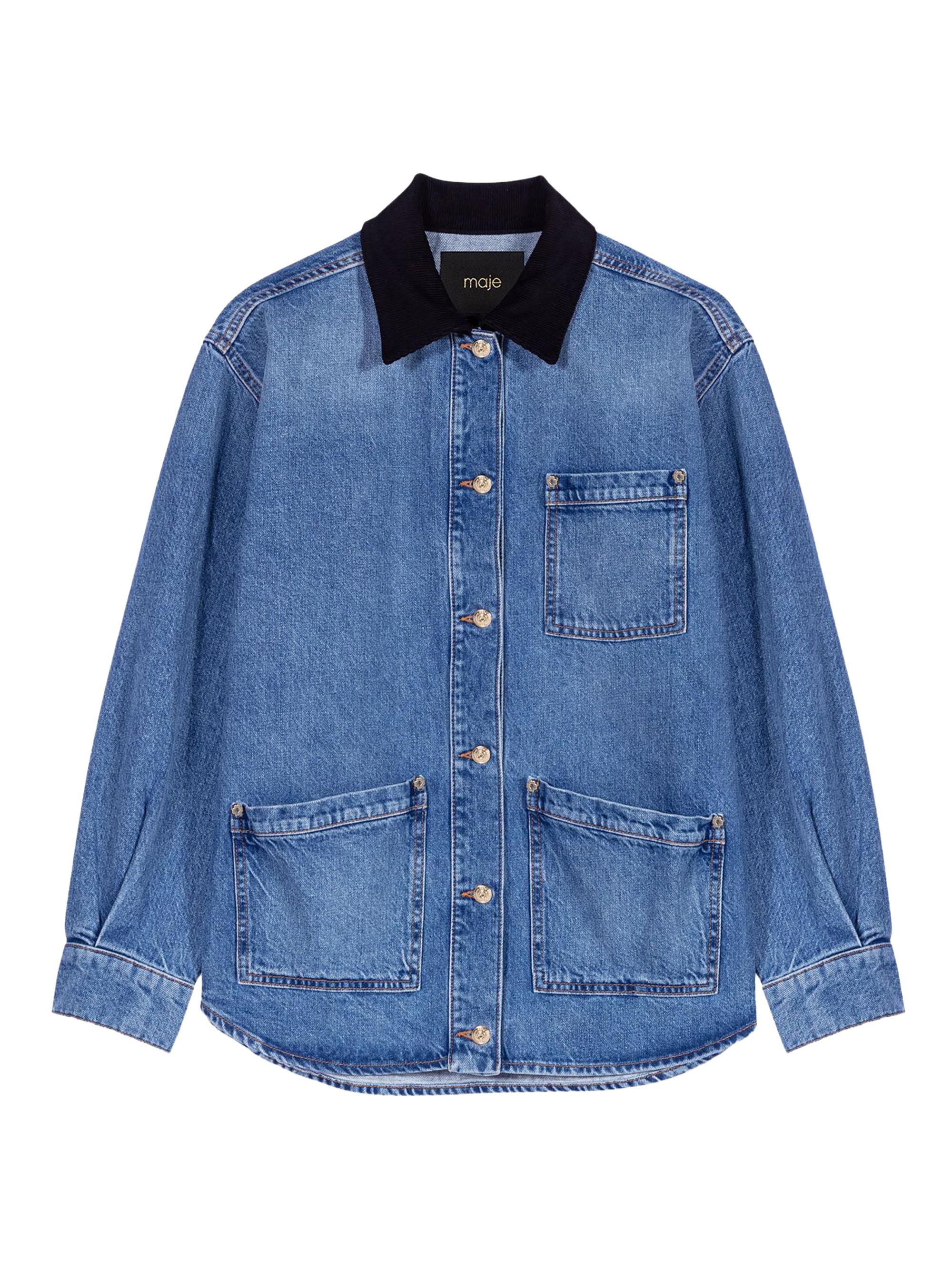 Maje Women's Faded Denim Jacket - Blue