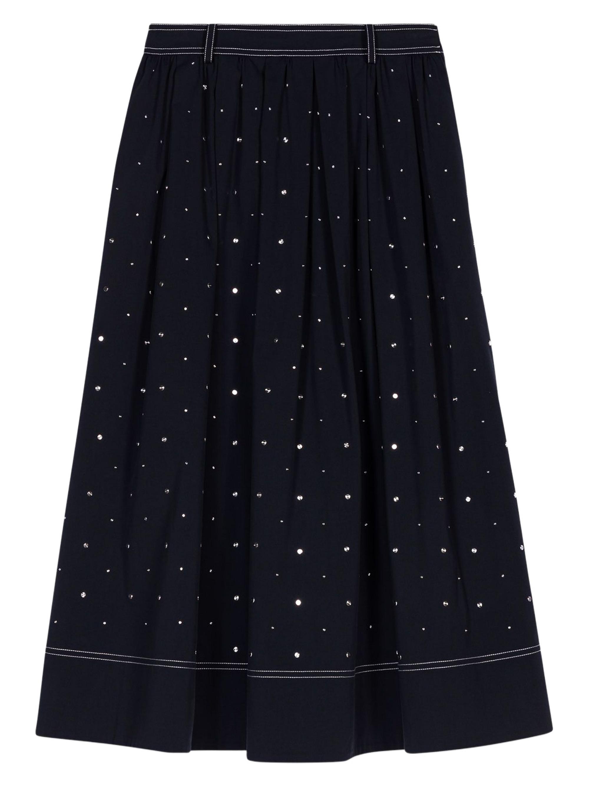 Maje Women's Long Studded Cotton Skirt - Navy