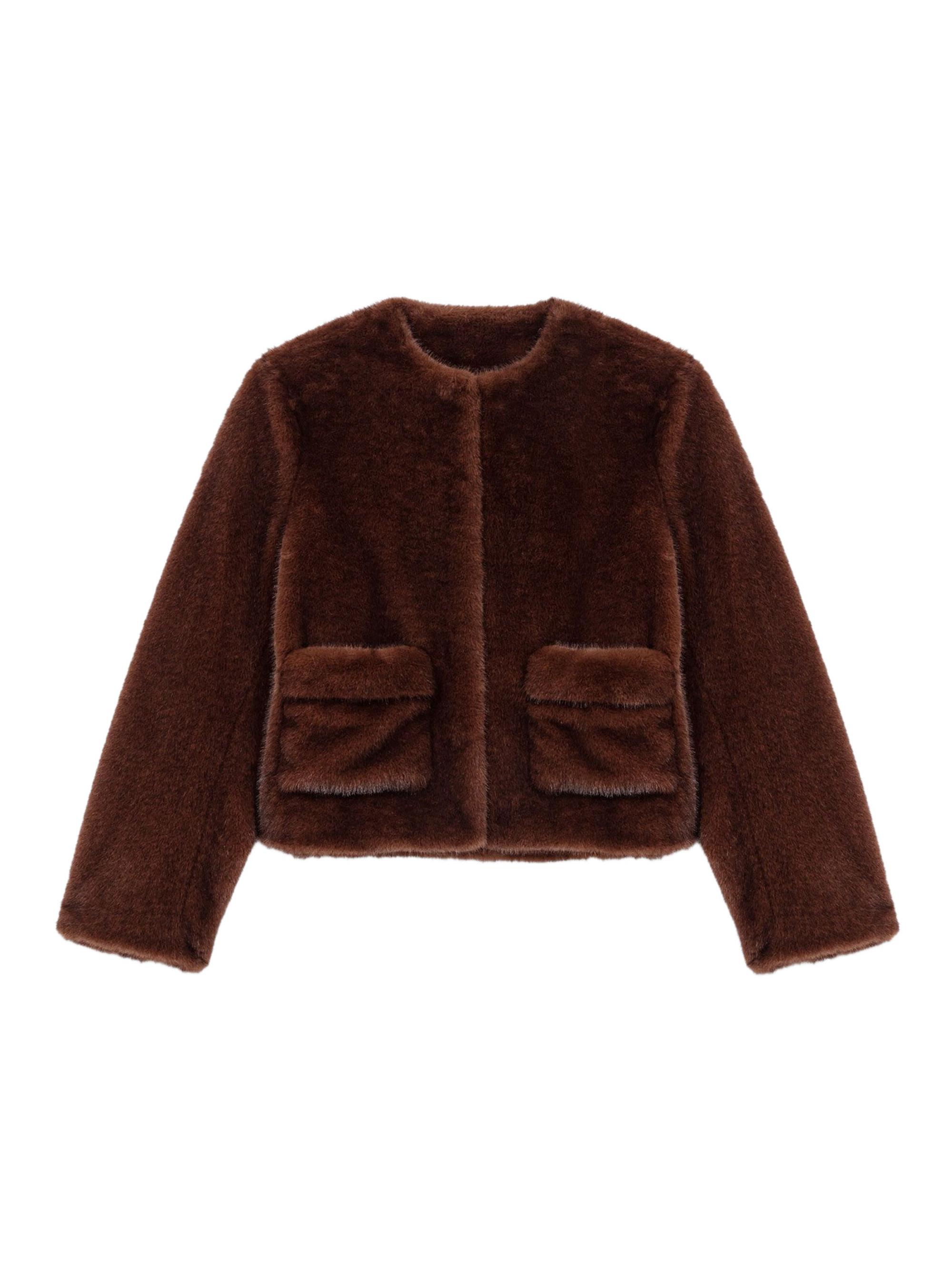 Maje Women's Short Faux Fur Coat - Black