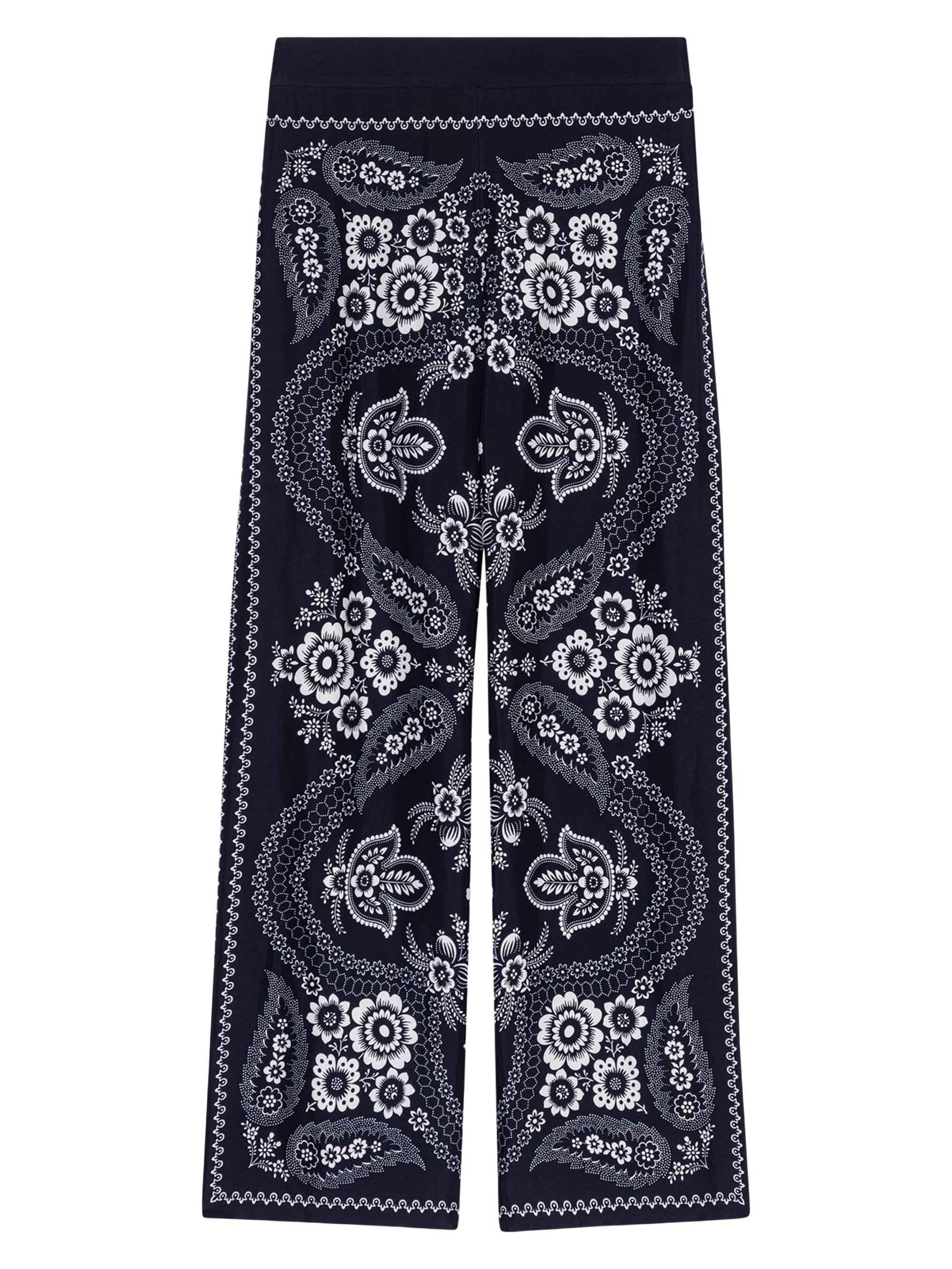 Maje Women's Flowing Paisley Print Trousers - Navy Bandana Print