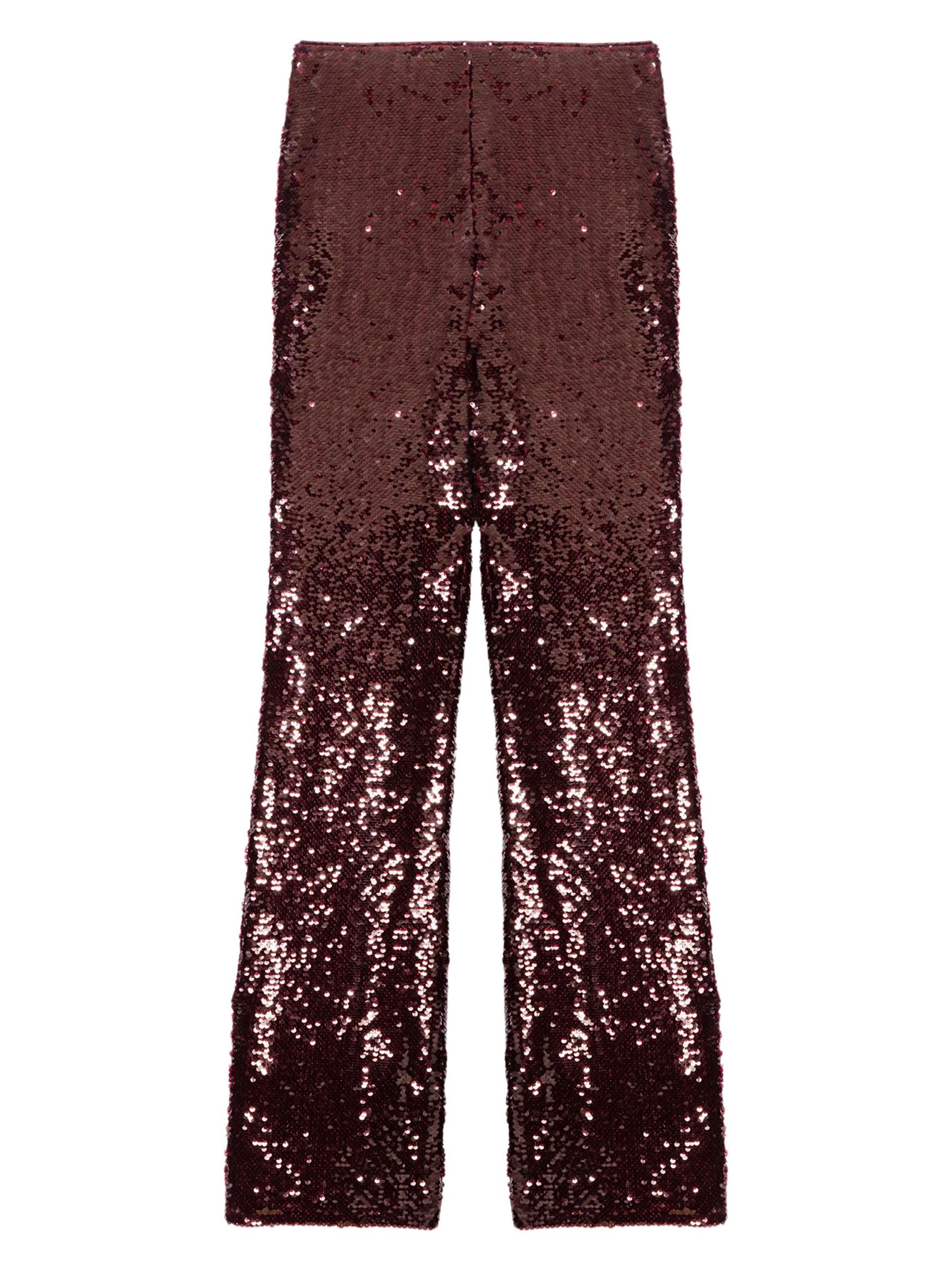 Maje Women's Sequin-Embroidered Trousers - Burgundy