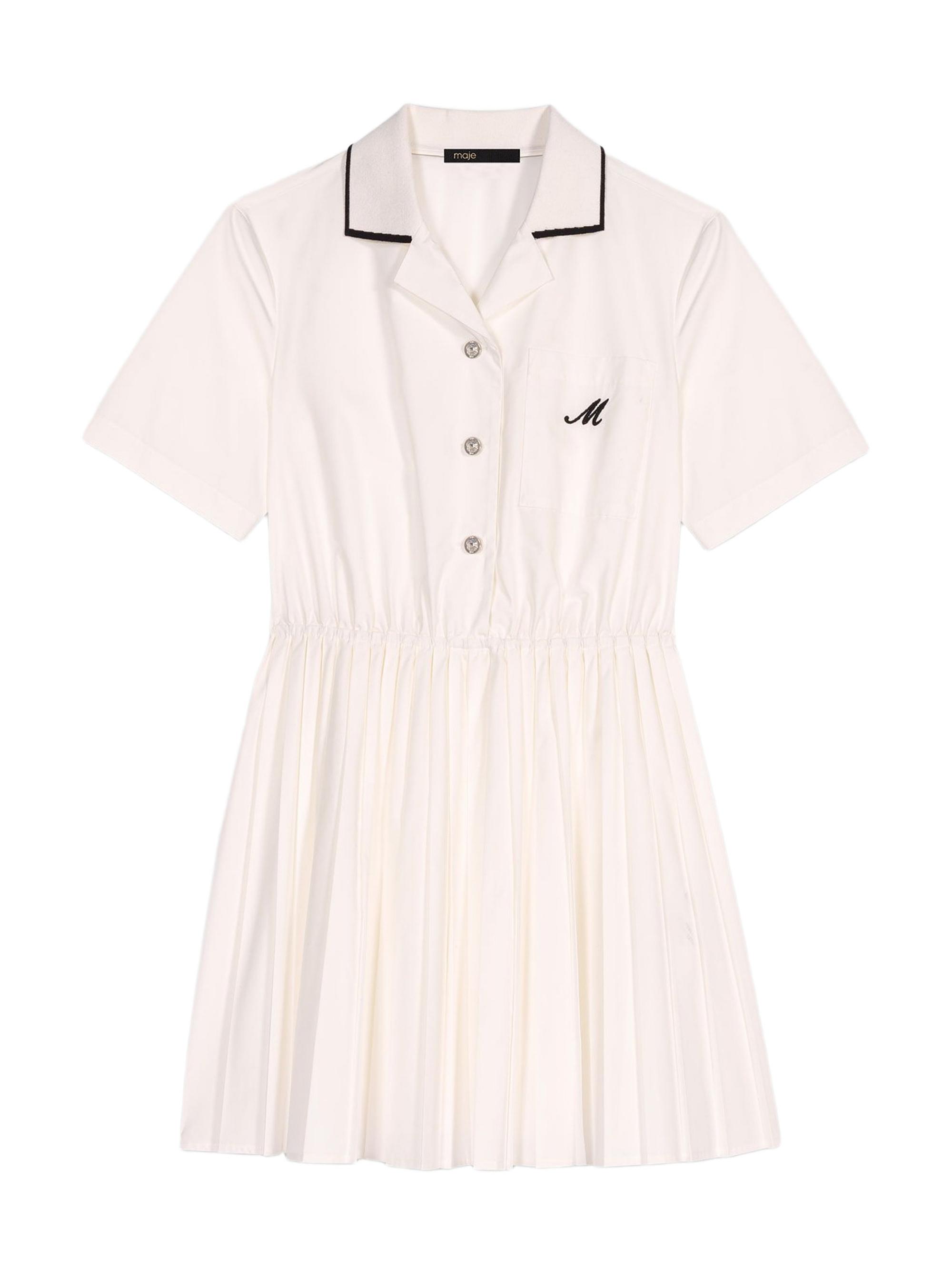 Maje Women's Short Sleeved Shirt Dress - White
