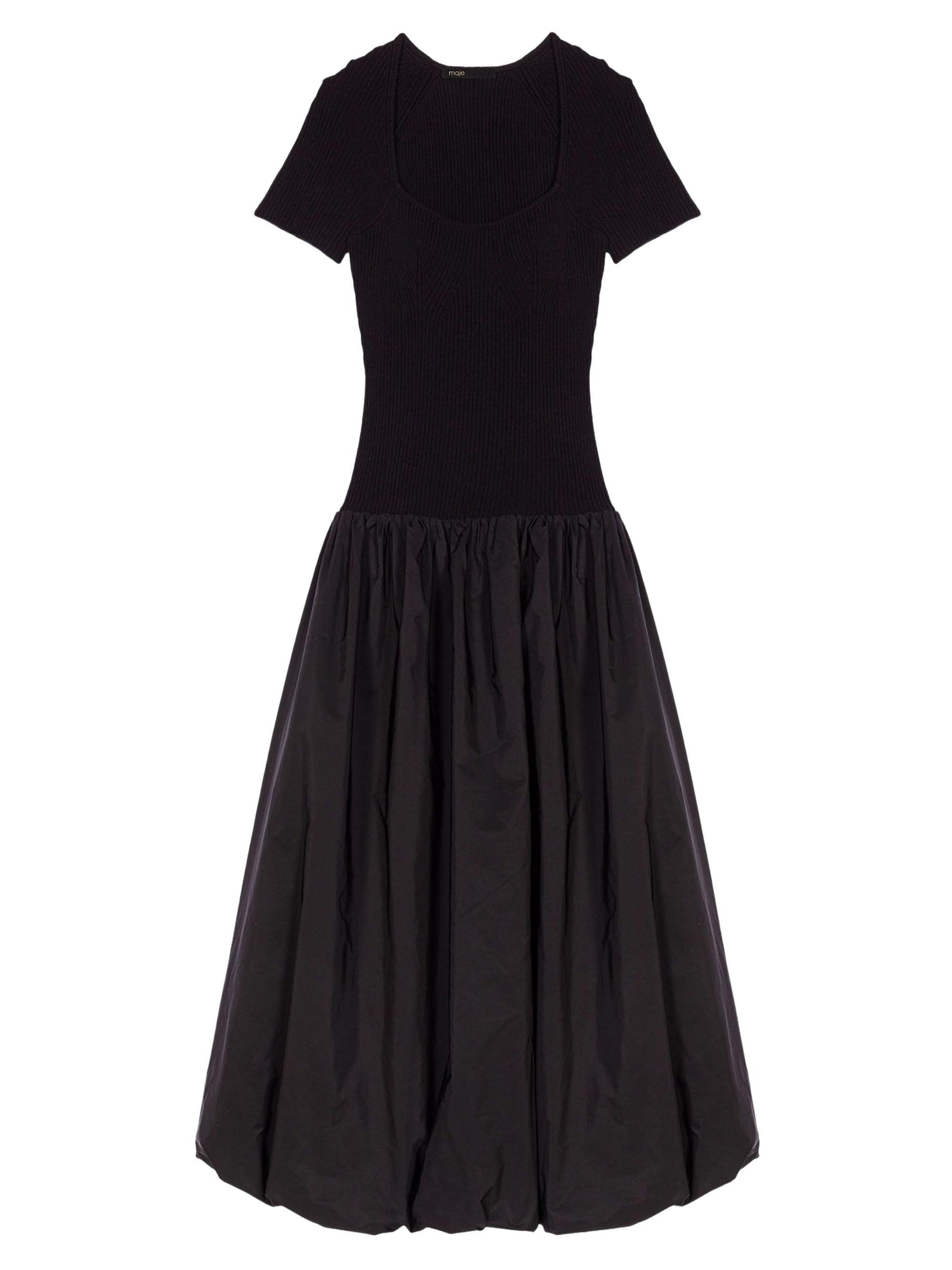 Maje Women's Knit and Taffeta Maxi Dress - Black