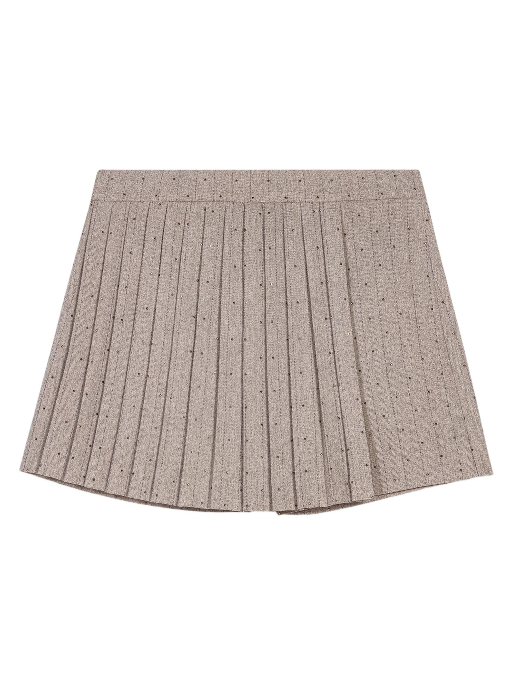 Maje Women's Pleated Rhinestone Skirt - Light Grey