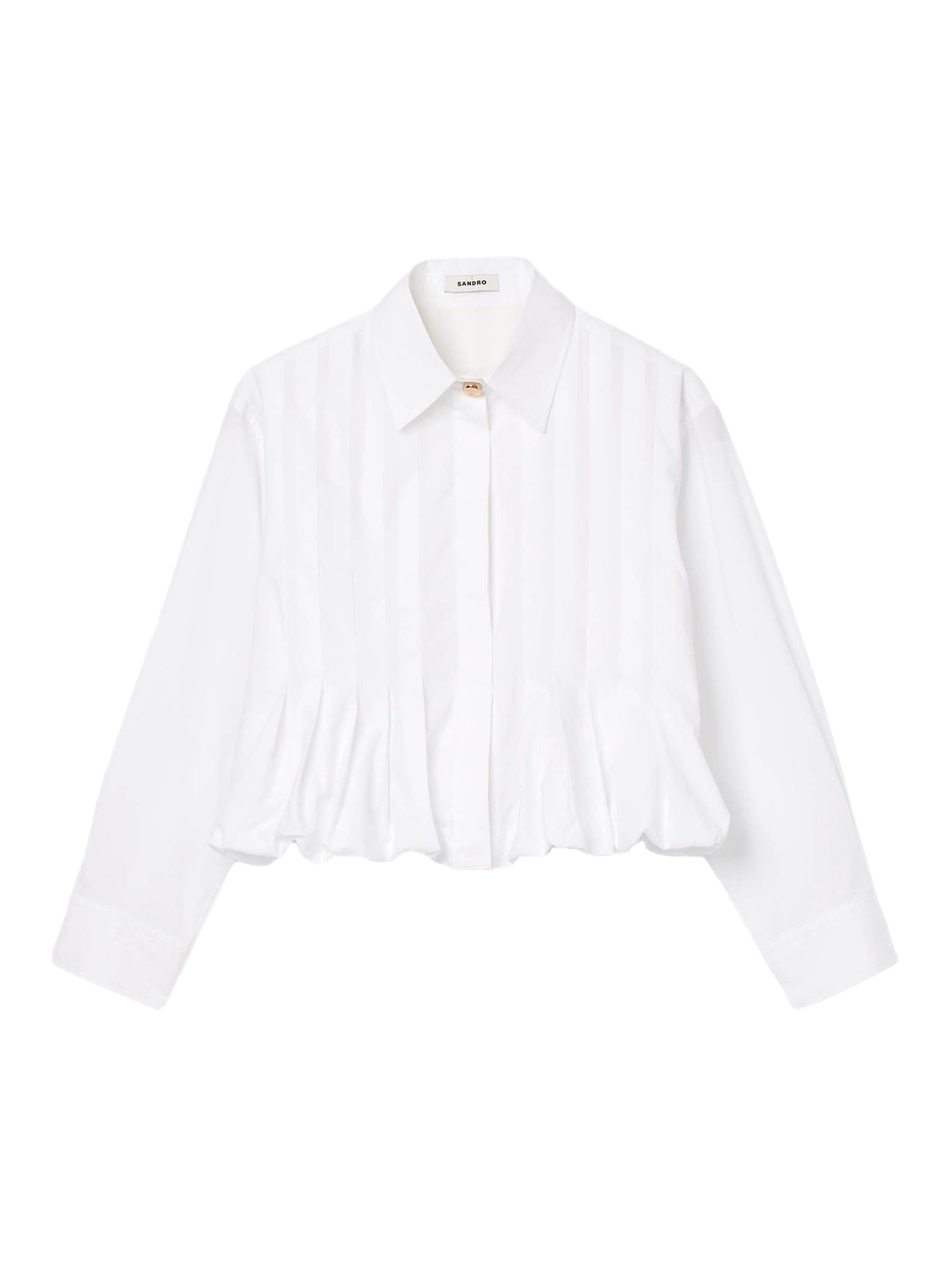 Sandro Women's Pleated Cropped Shirt - White