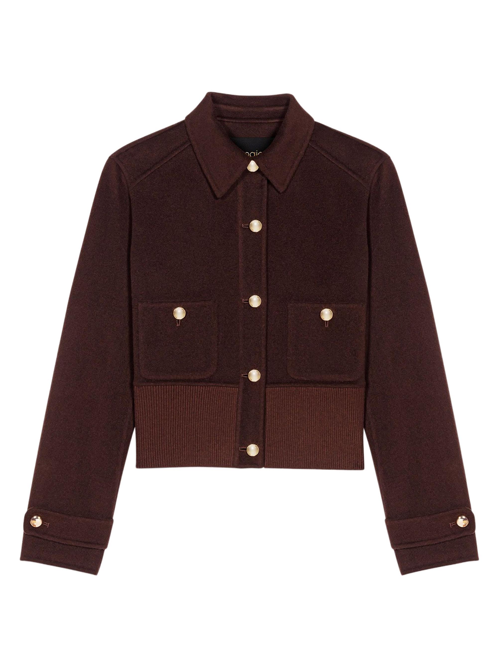 Maje Women's Short Reversible Coat - Dark Brown