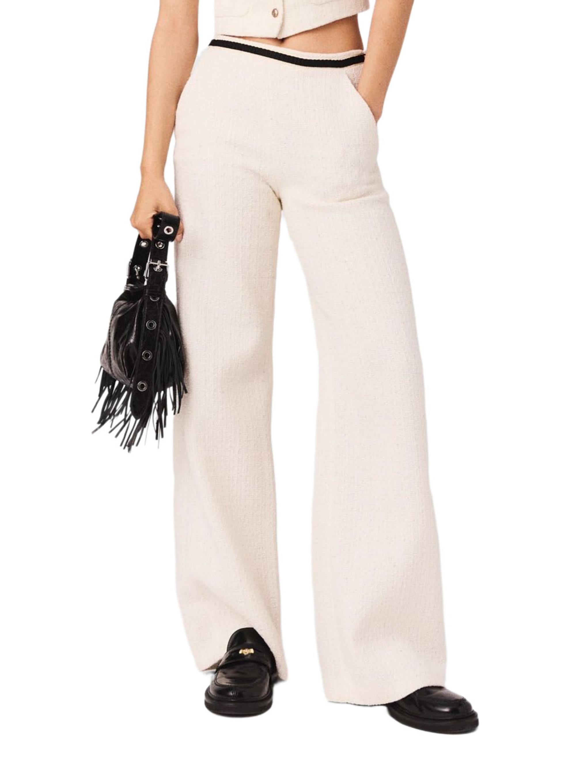 Maje Women's Tweed-Effect Trousers - Ecru