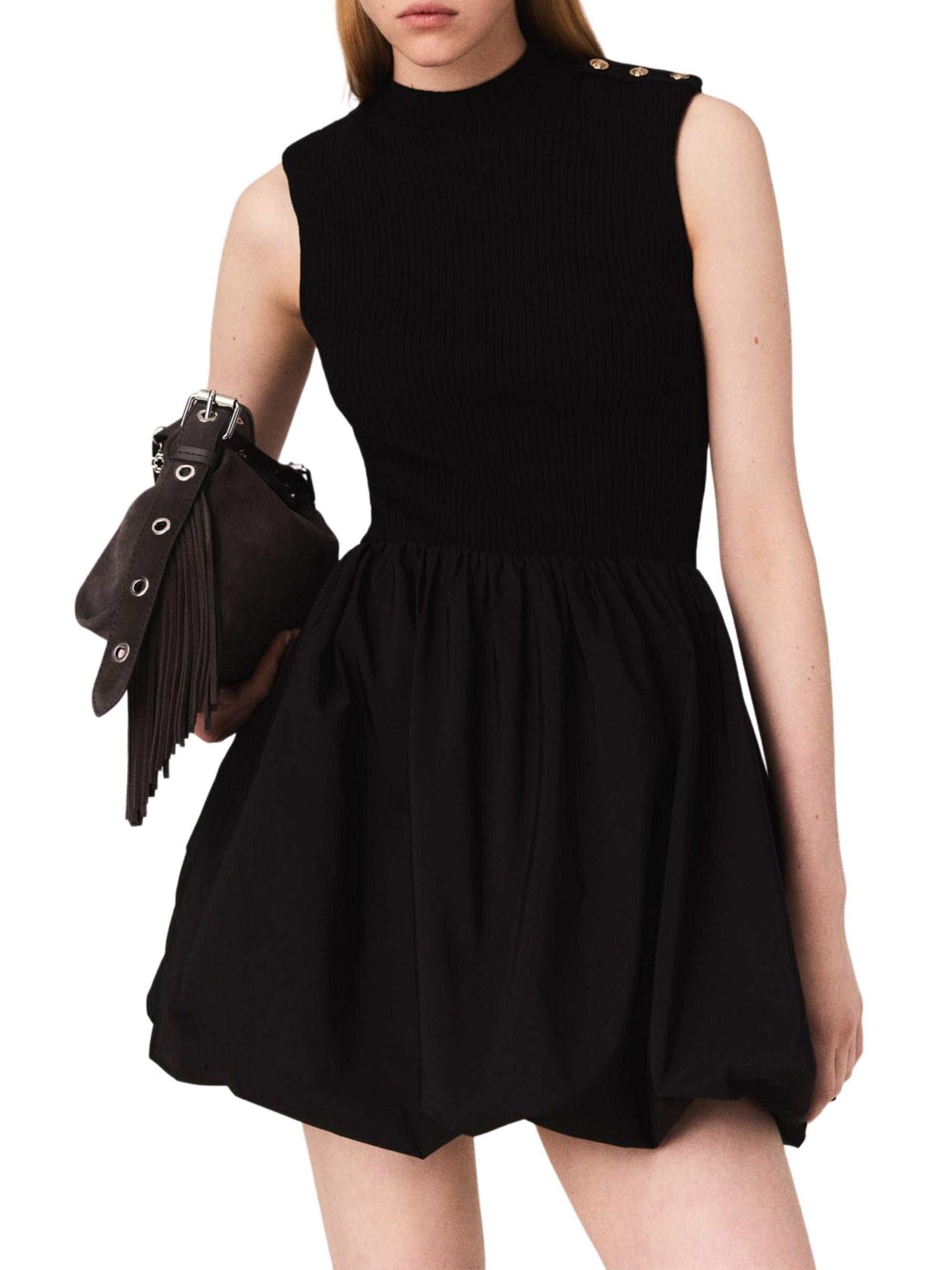 Maje Women's Short Mesh and Taffeta Dress - Black