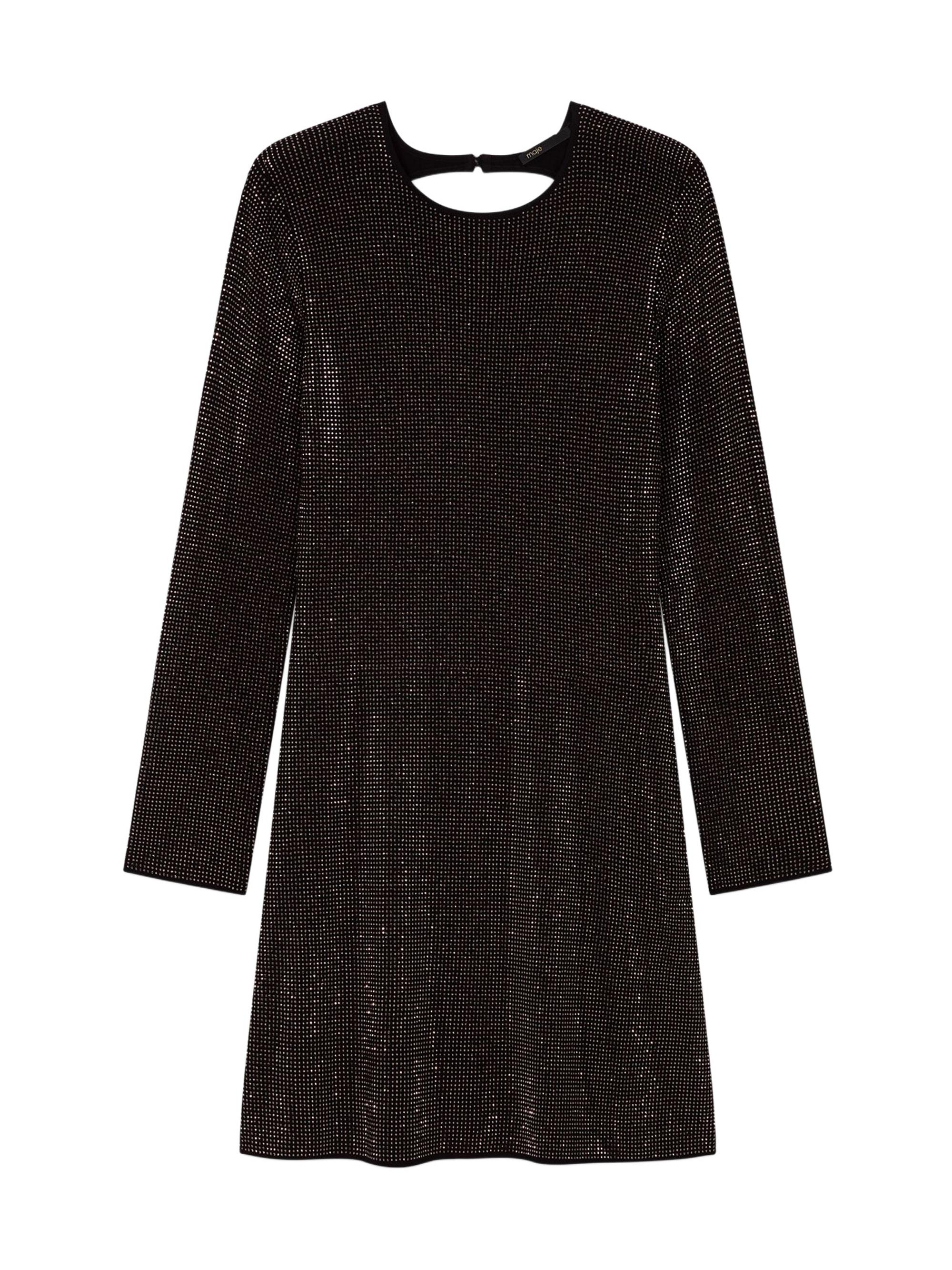 Maje Women's Short Rhinestone Knit Dress - Black