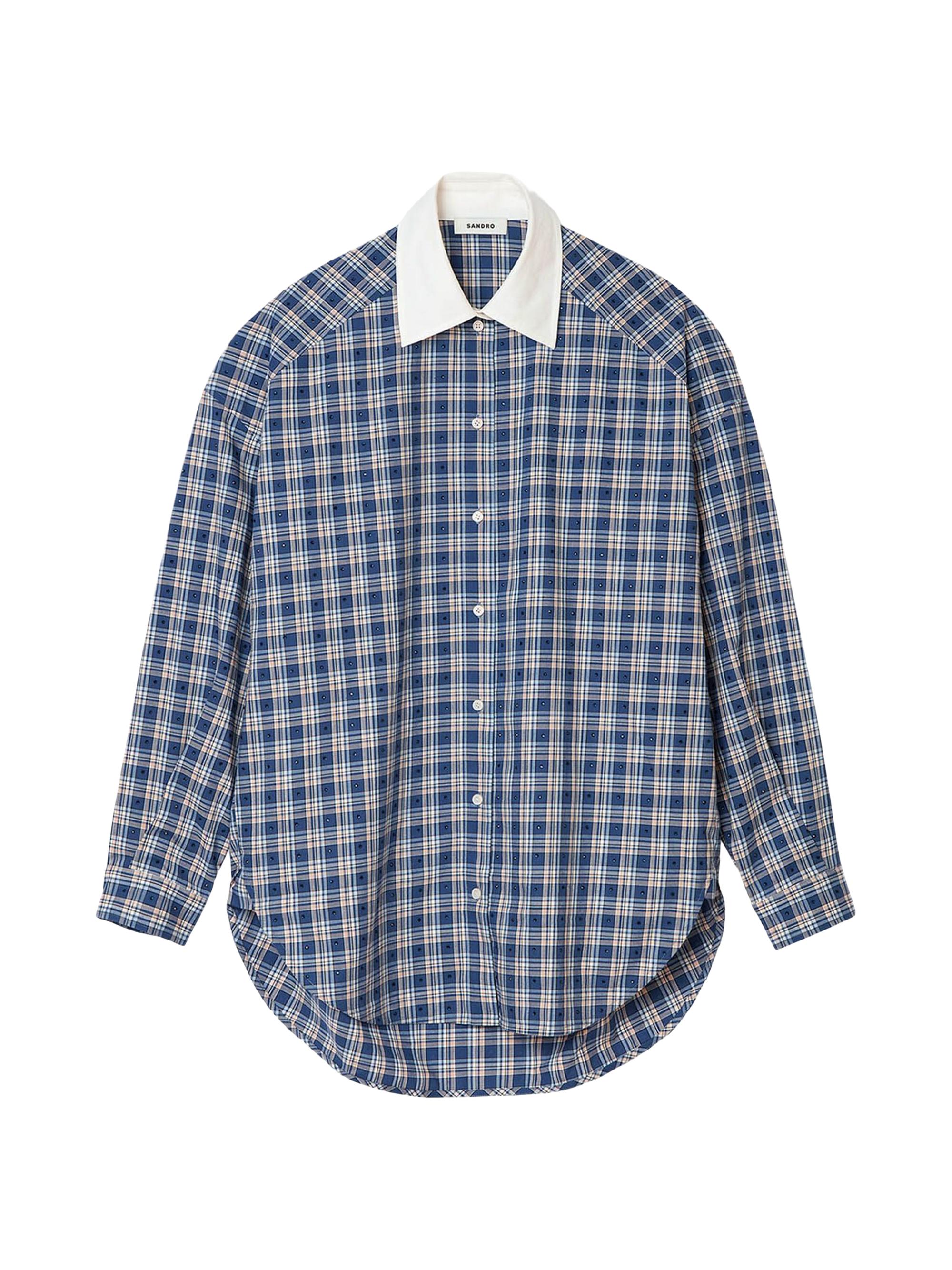 Sandro Women's Rhinestone Check Shirt - Blue